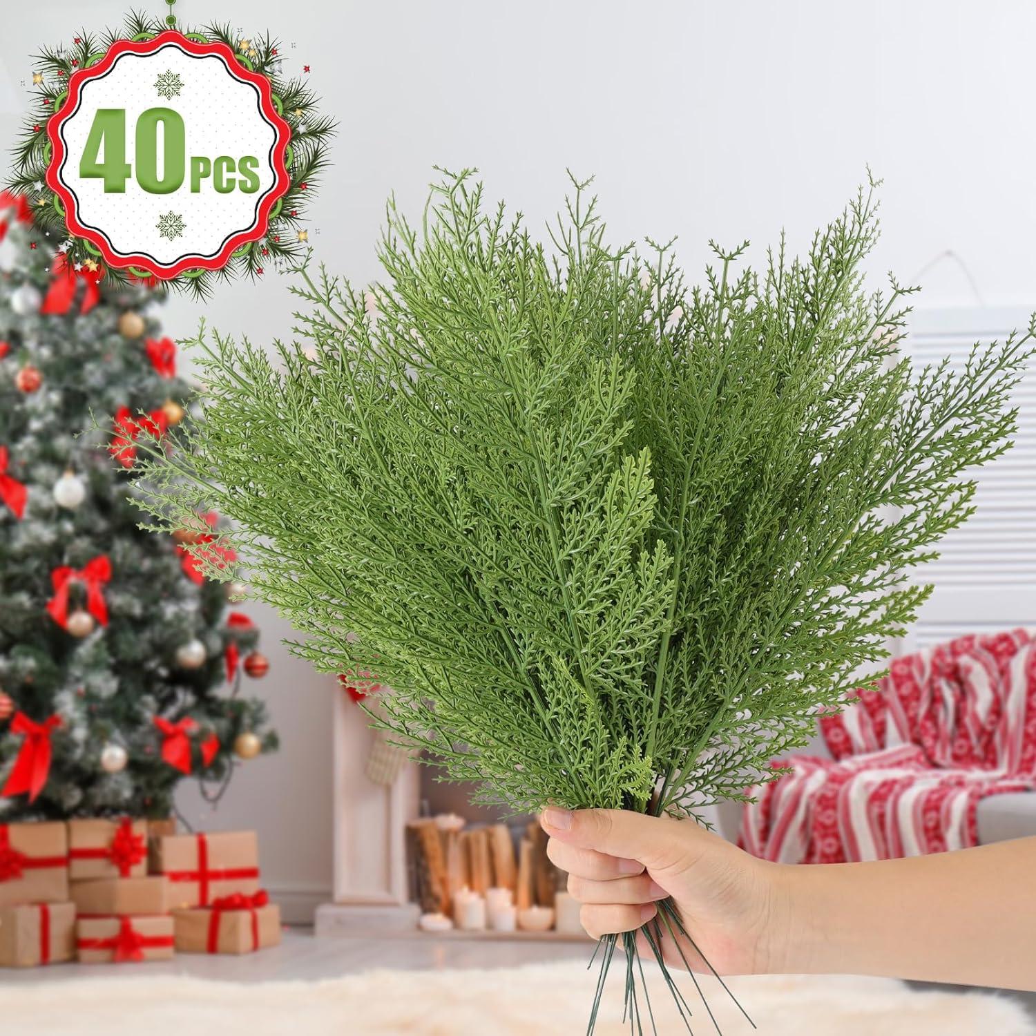 Ramas de Pino Artificial Hananona 40 Pcs 35 cm Verde Decoración