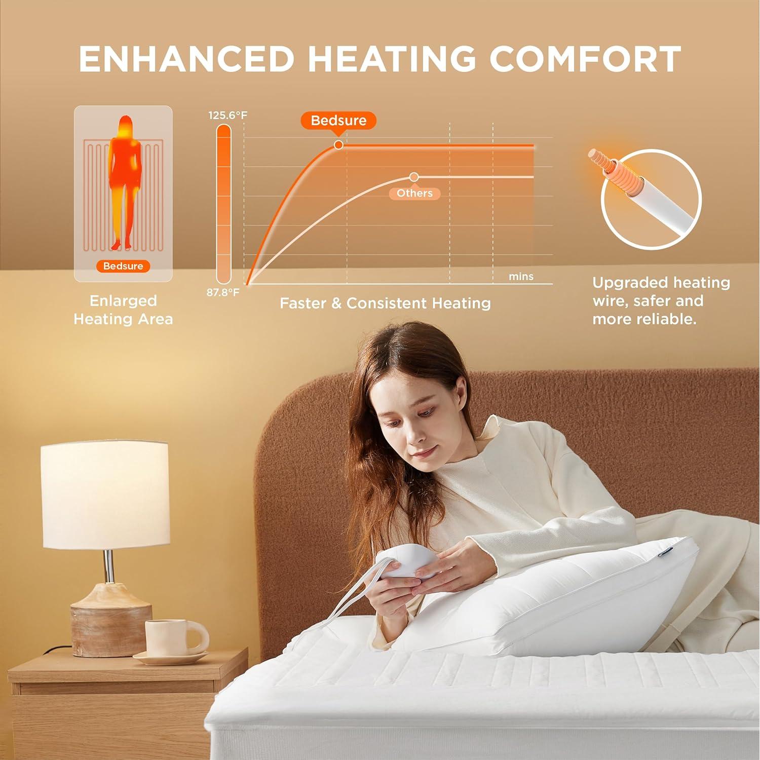 Cama calefaccionada Bedsure individual 10 niveles calor 1.35 kg