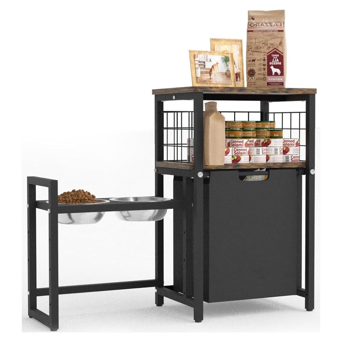 Estación de Alimentación para Mascotas Sungaryard con Almacenamiento Negro