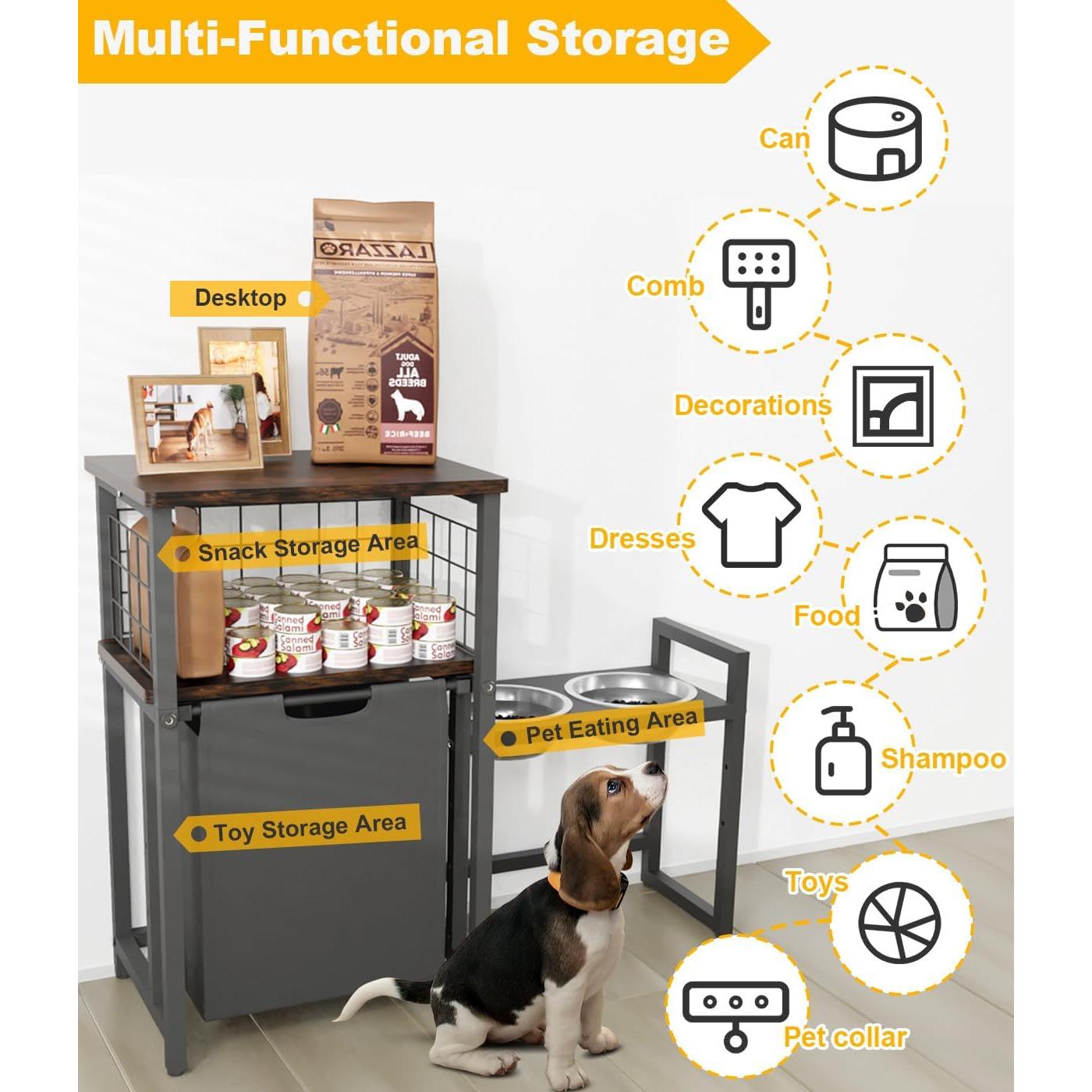 Estación de Alimentación para Mascotas Sungaryard con Almacenamiento Negro