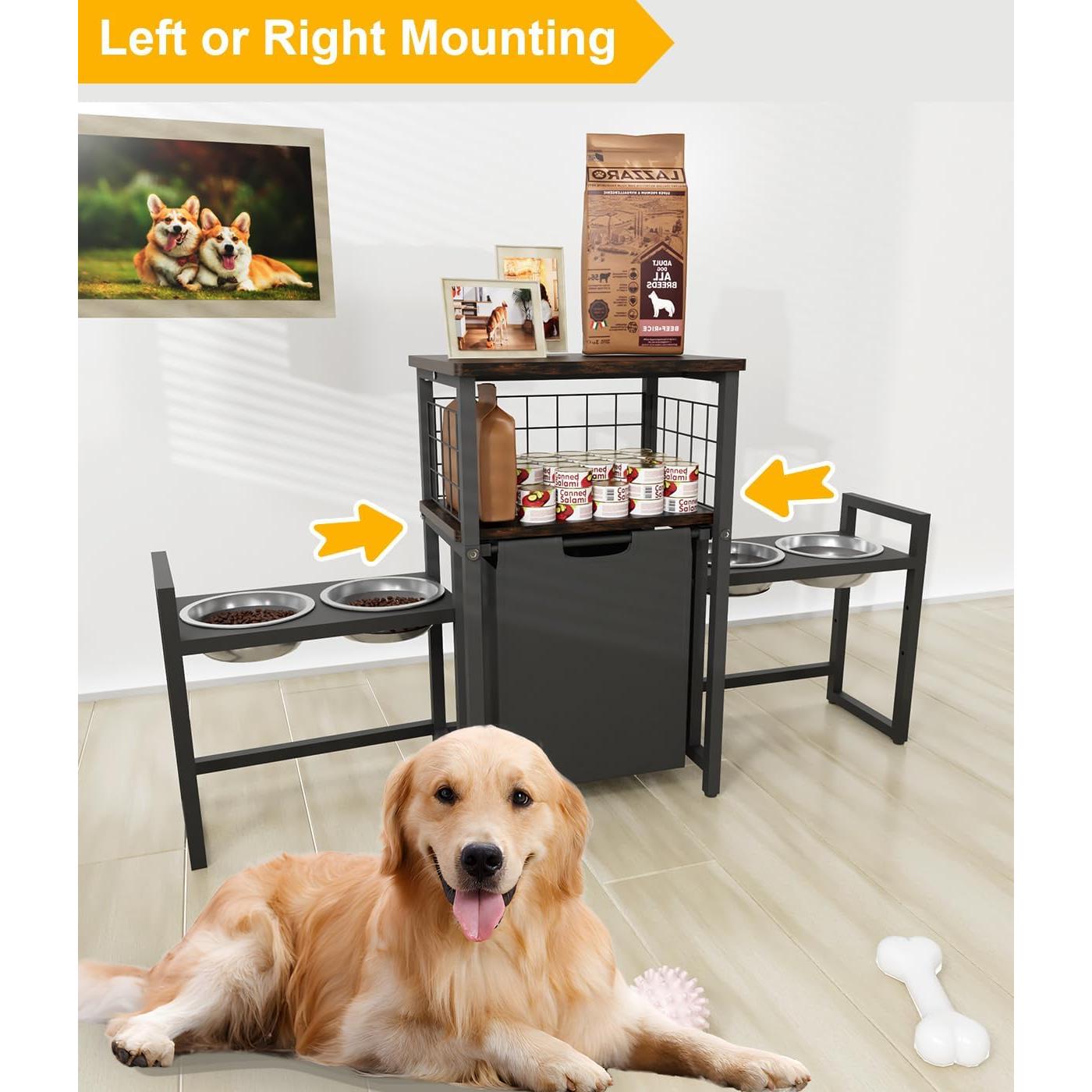 Estación de Alimentación para Mascotas Sungaryard con Almacenamiento Negro