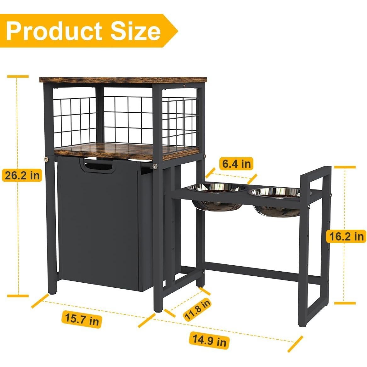 Estación de Alimentación para Mascotas Sungaryard con Almacenamiento Negro