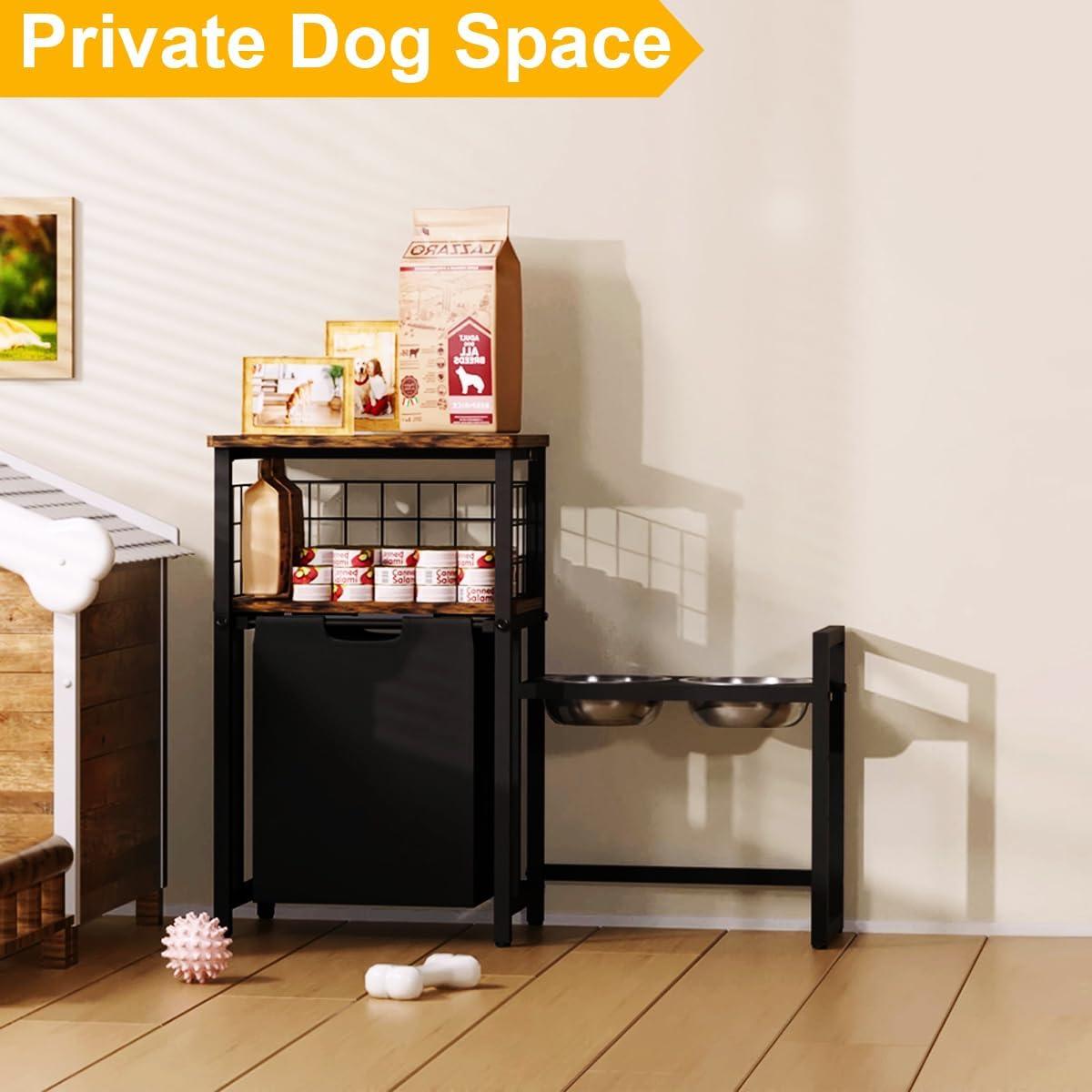 Estación de Alimentación para Mascotas Sungaryard con Almacenamiento Negro