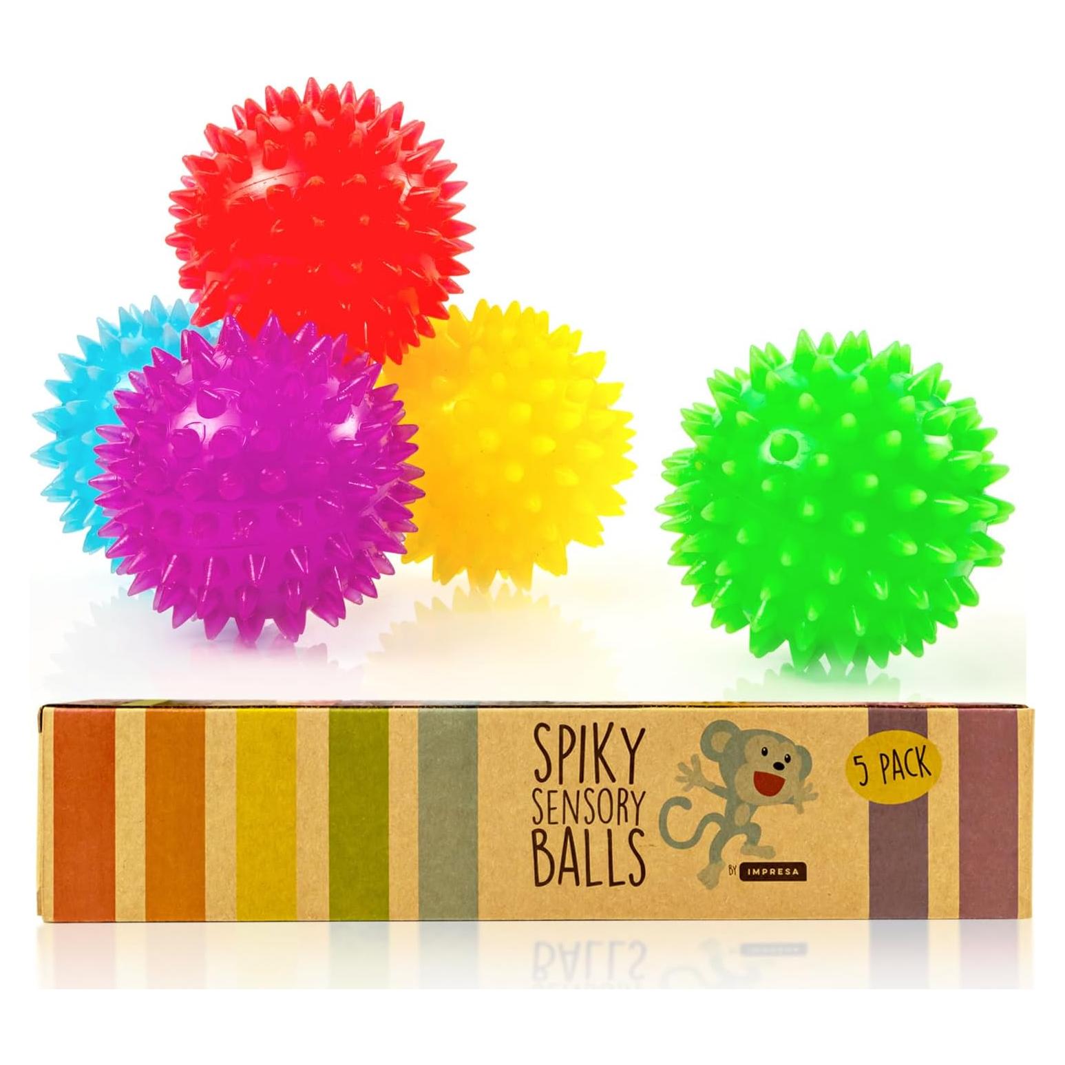 Pelotas Sensoriales Espinosas Impresa - Paquete de 5 Juguetes Antiestrés