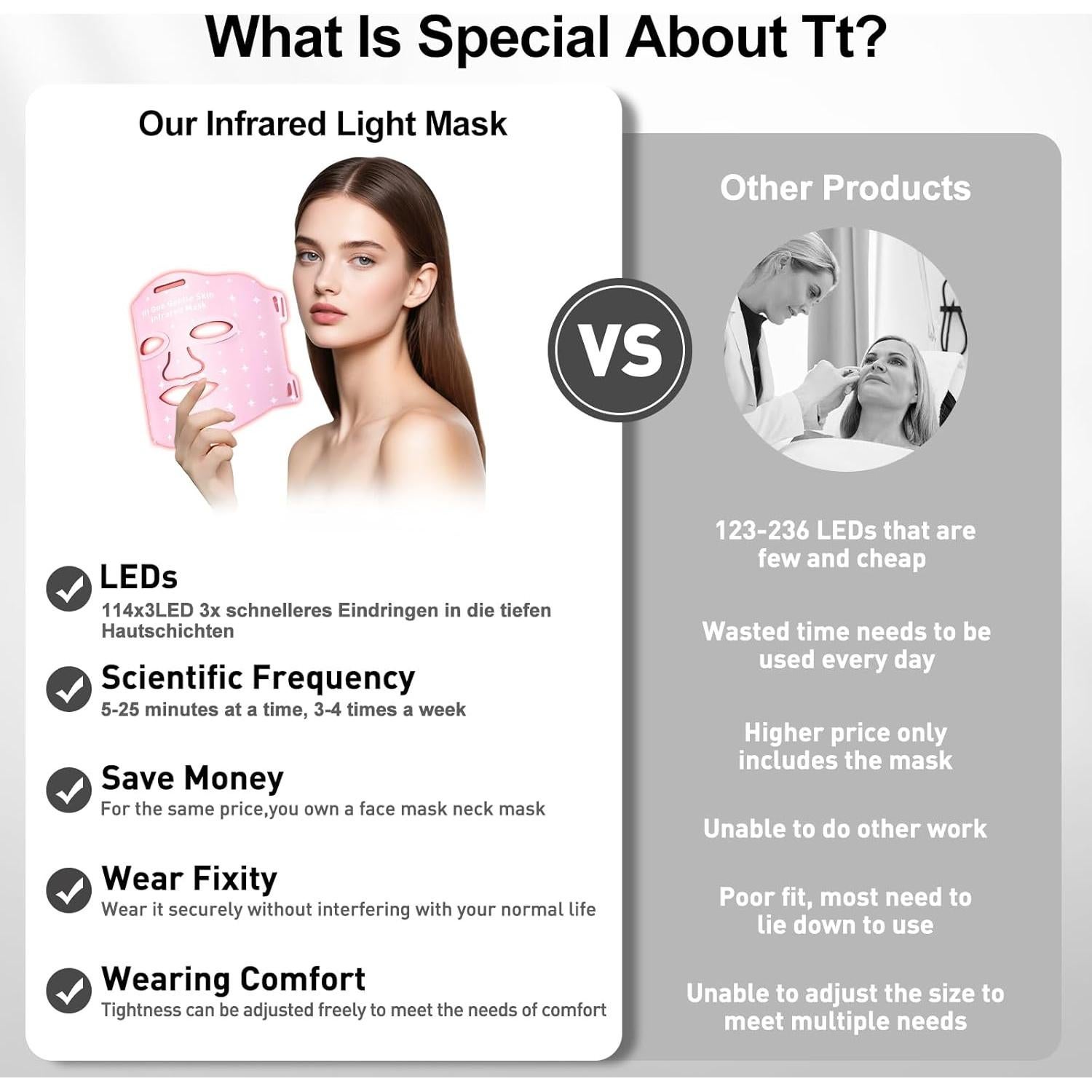 Máscara de Terapia de Luz Roja Coroever para Cara y Cuello