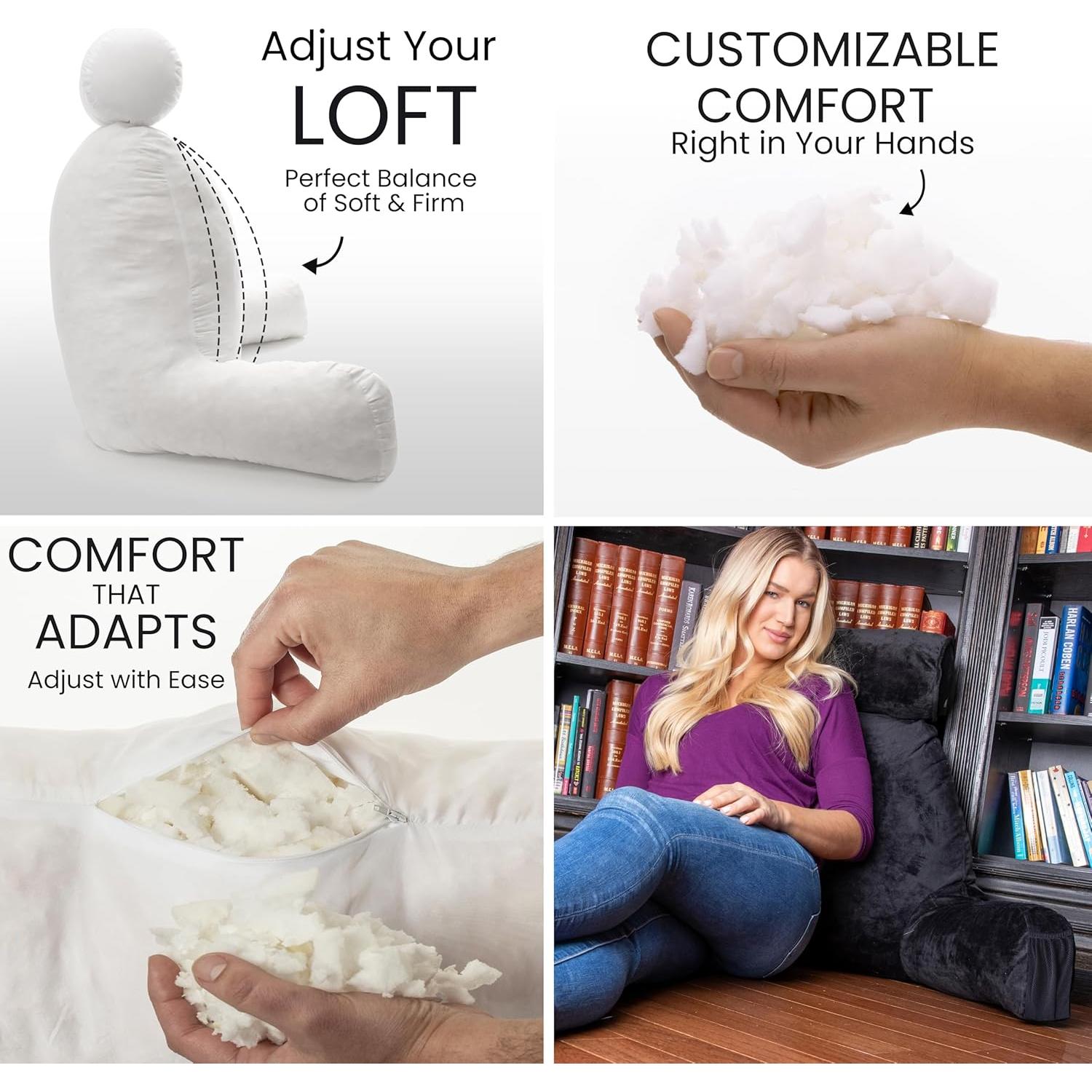 Cojín de Esposo Mediano Negro - Espuma Viscoelástica, Funda Lavable