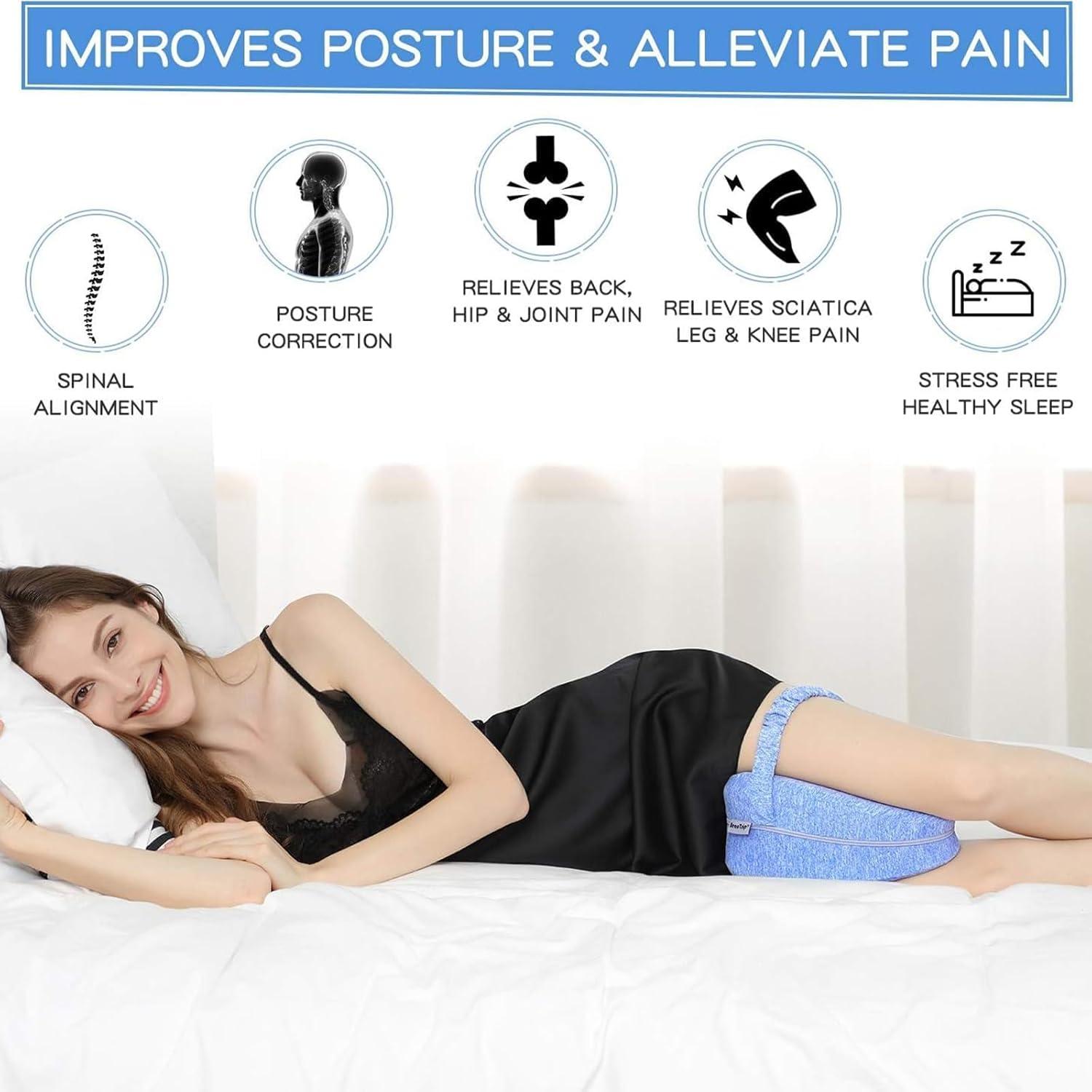 Almohada de Rodilla Genérica para Durmientes de Lado Azul