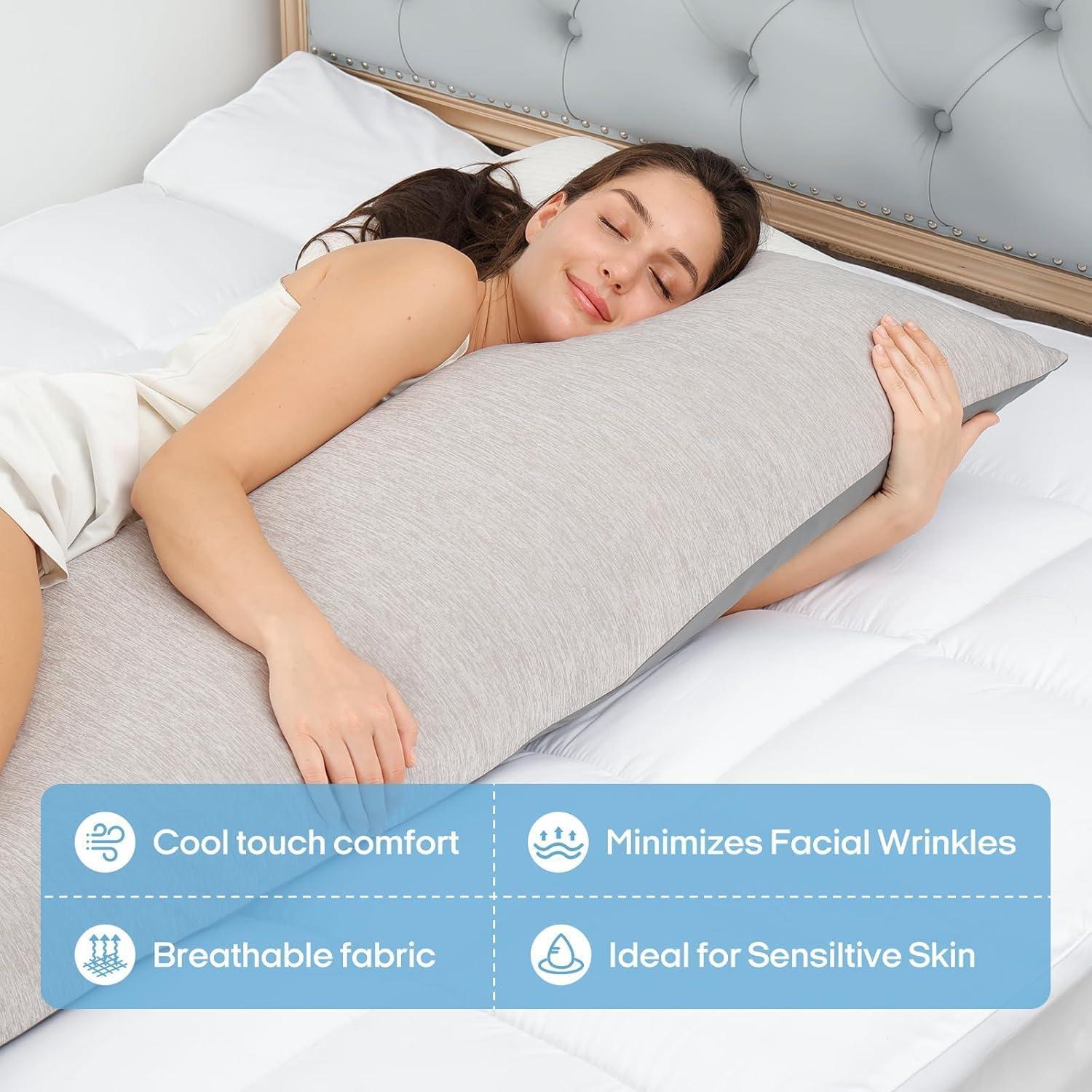 Funda de Almohada Corporal Zonli Refrigerante 137x51 cm Gris