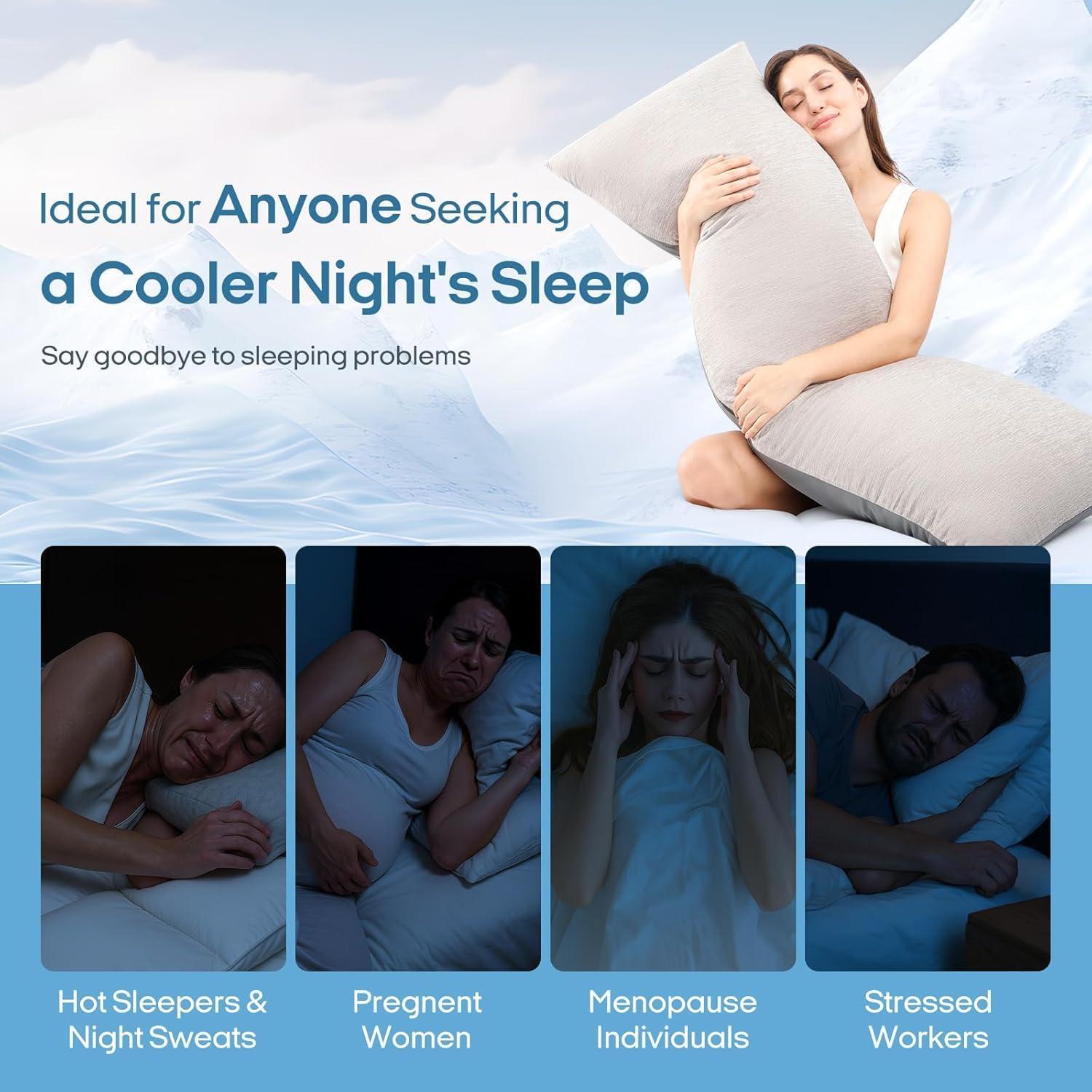 Funda de Almohada Corporal Zonli Refrigerante 137x51 cm Gris