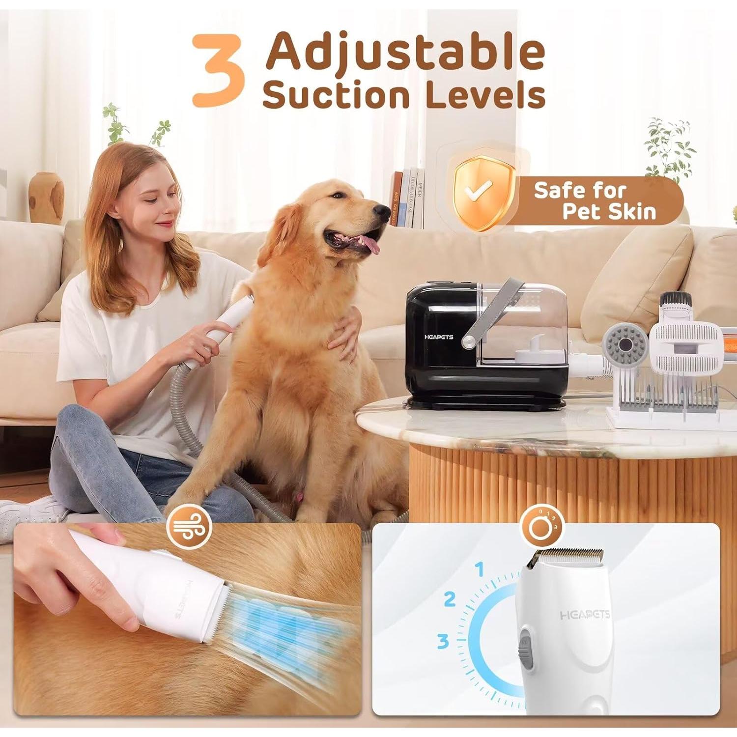 Kit de Aspiradora para Acicalamiento HEAPETS 3L con 7 Herramientas