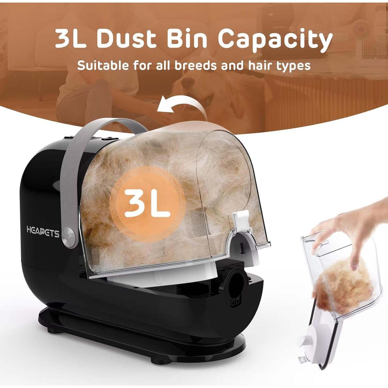 Kit de Aspiradora para Acicalamiento HEAPETS 3L con 7 Herramientas