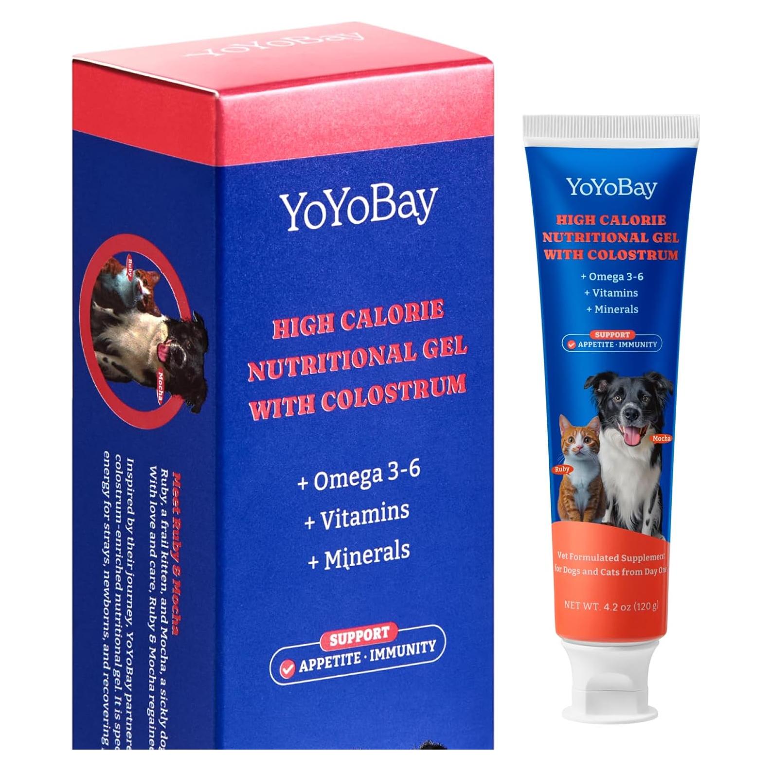 Gel Nutricional de Calostro Bovino YoYoBay 32g para Perros y Gatos