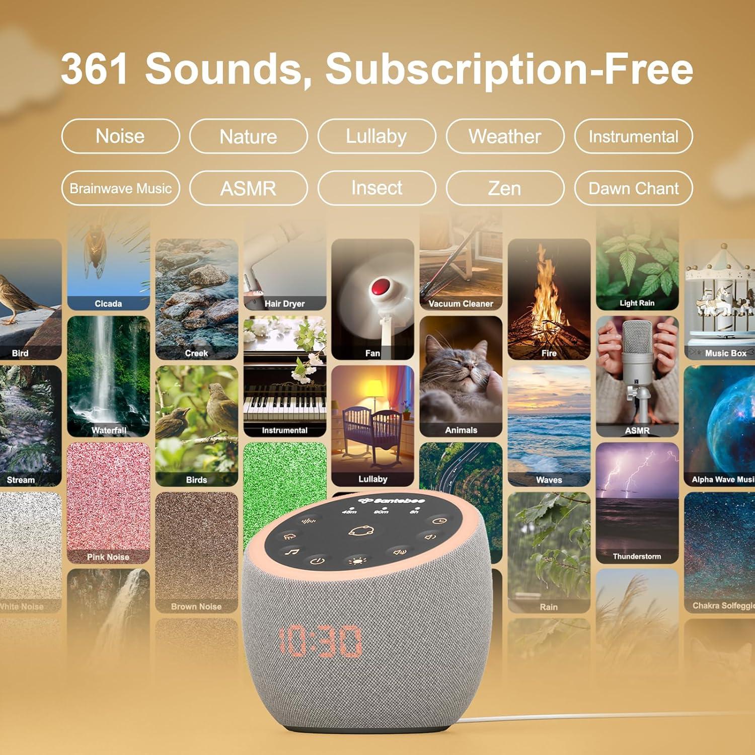 Máquina de Sonido Blanco Santebee con 361 Sonidos Relajantes