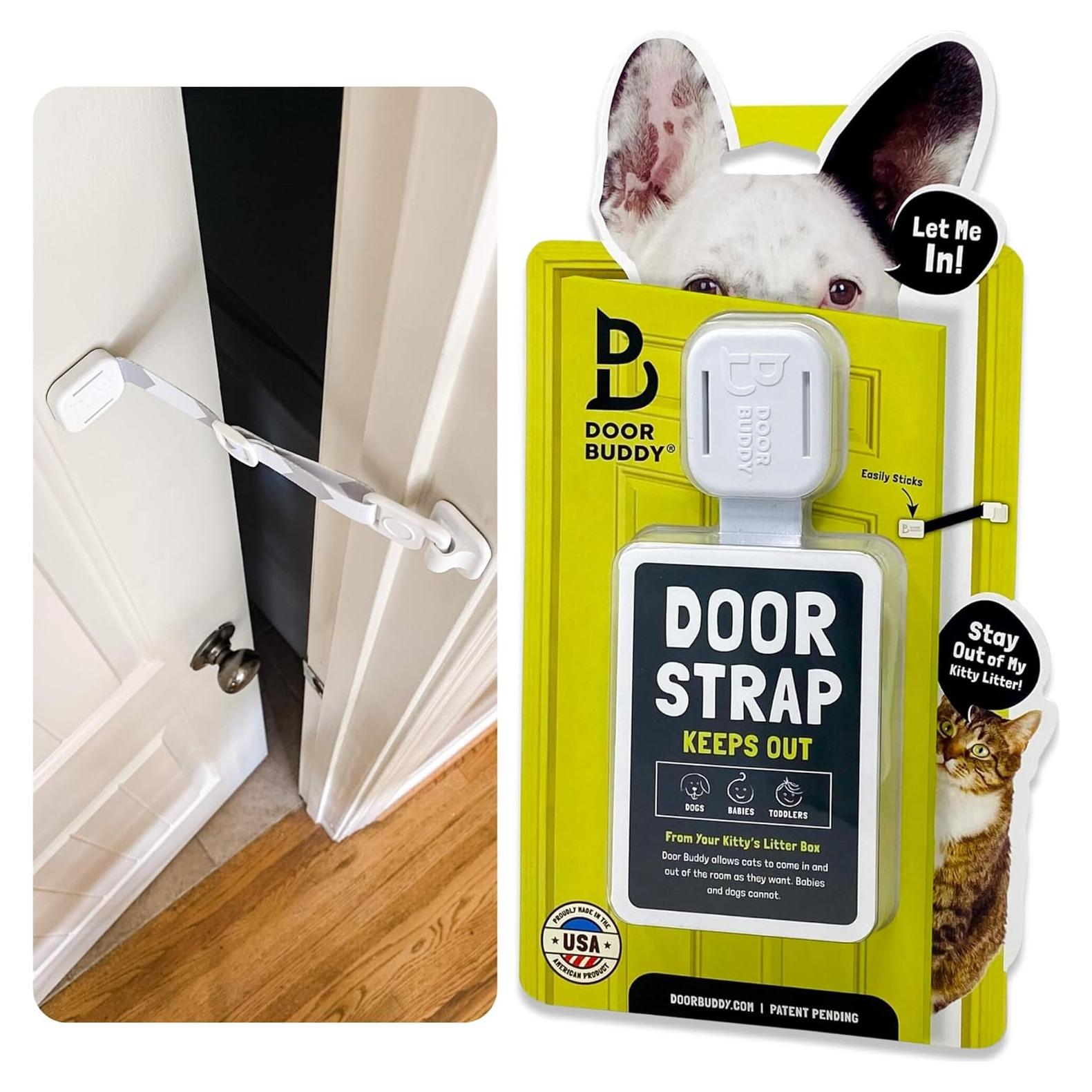 Puerta Buddy Pest Door Latch para Gatos - Gris, Ajustable