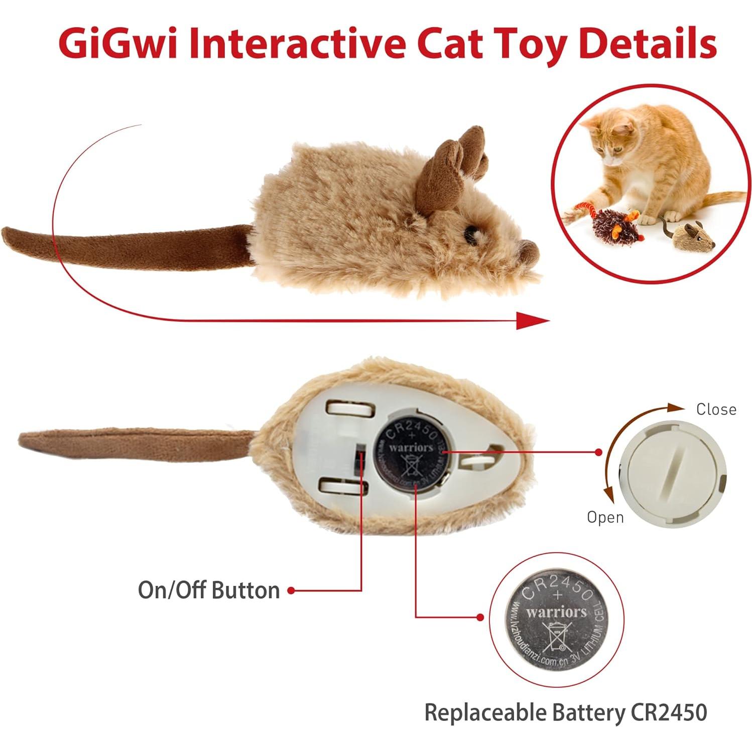 Juguetes Interactivos para Gatos GiGwi - 2 Pcs Ratón Automático