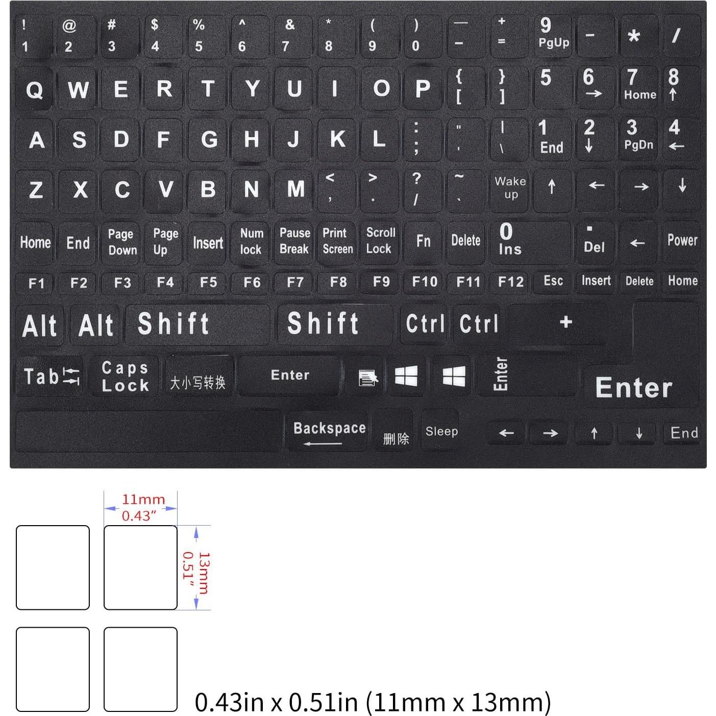 Etiquetas de Teclado en Inglés imComor - Letras Grandes Universales