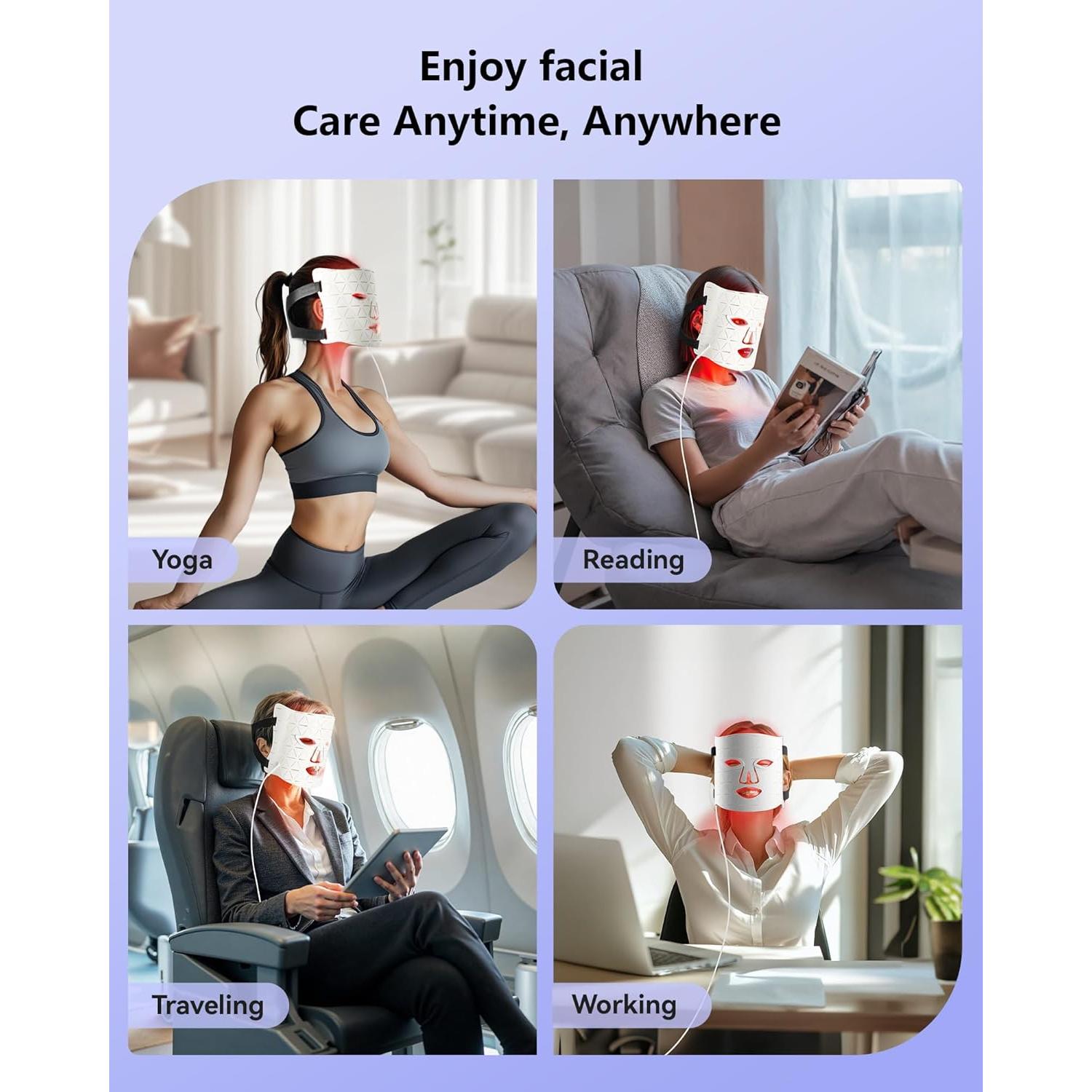 Máscara de Terapia de Luz LED Tinkoola para la Cara 630nm 830nm