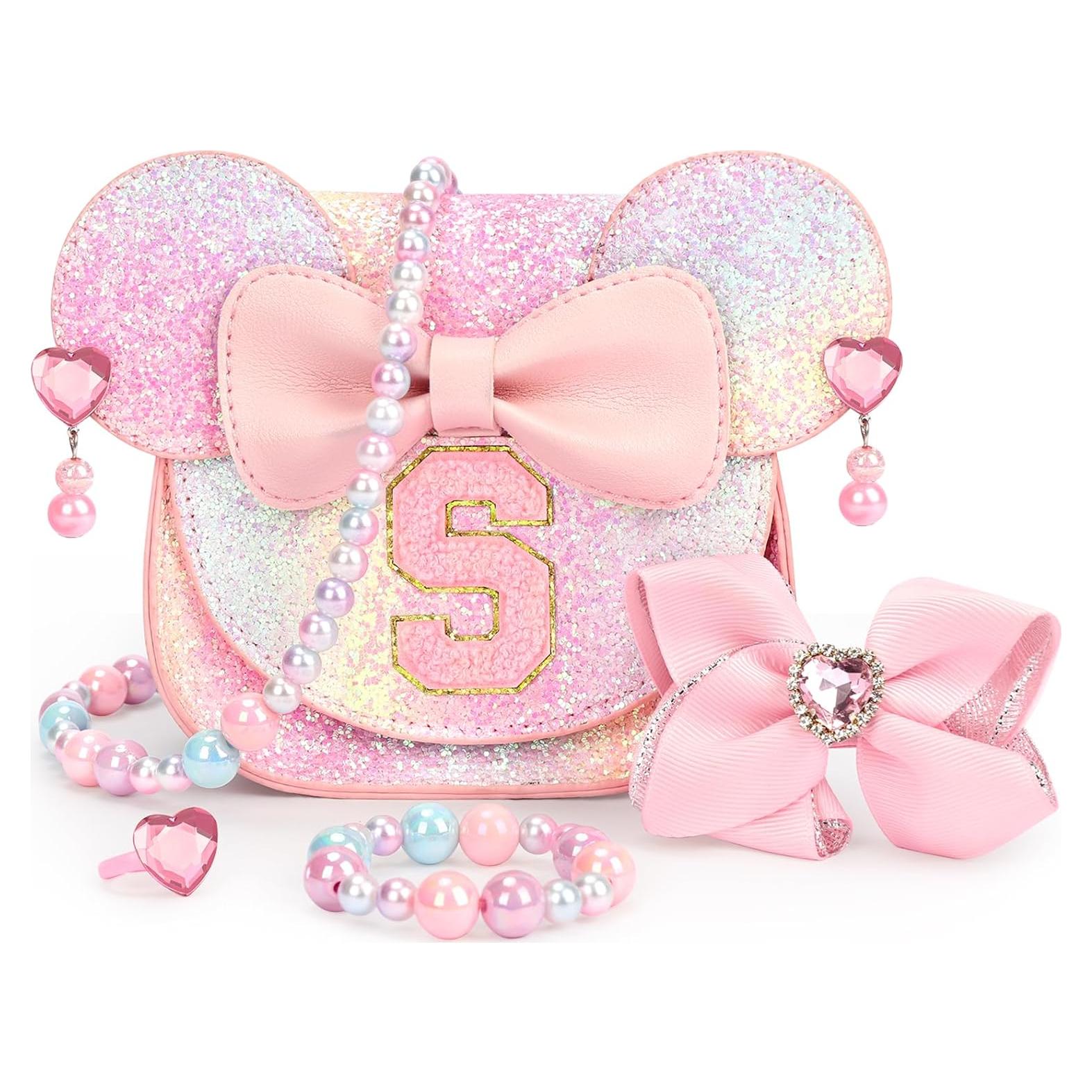 Set de Monedero Rosa Brillante para Niñas - Juguetes Mini Ratón