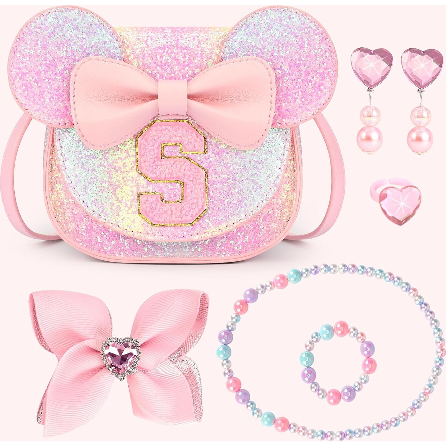 Set de Monedero Rosa Brillante para Niñas - Juguetes Mini Ratón
