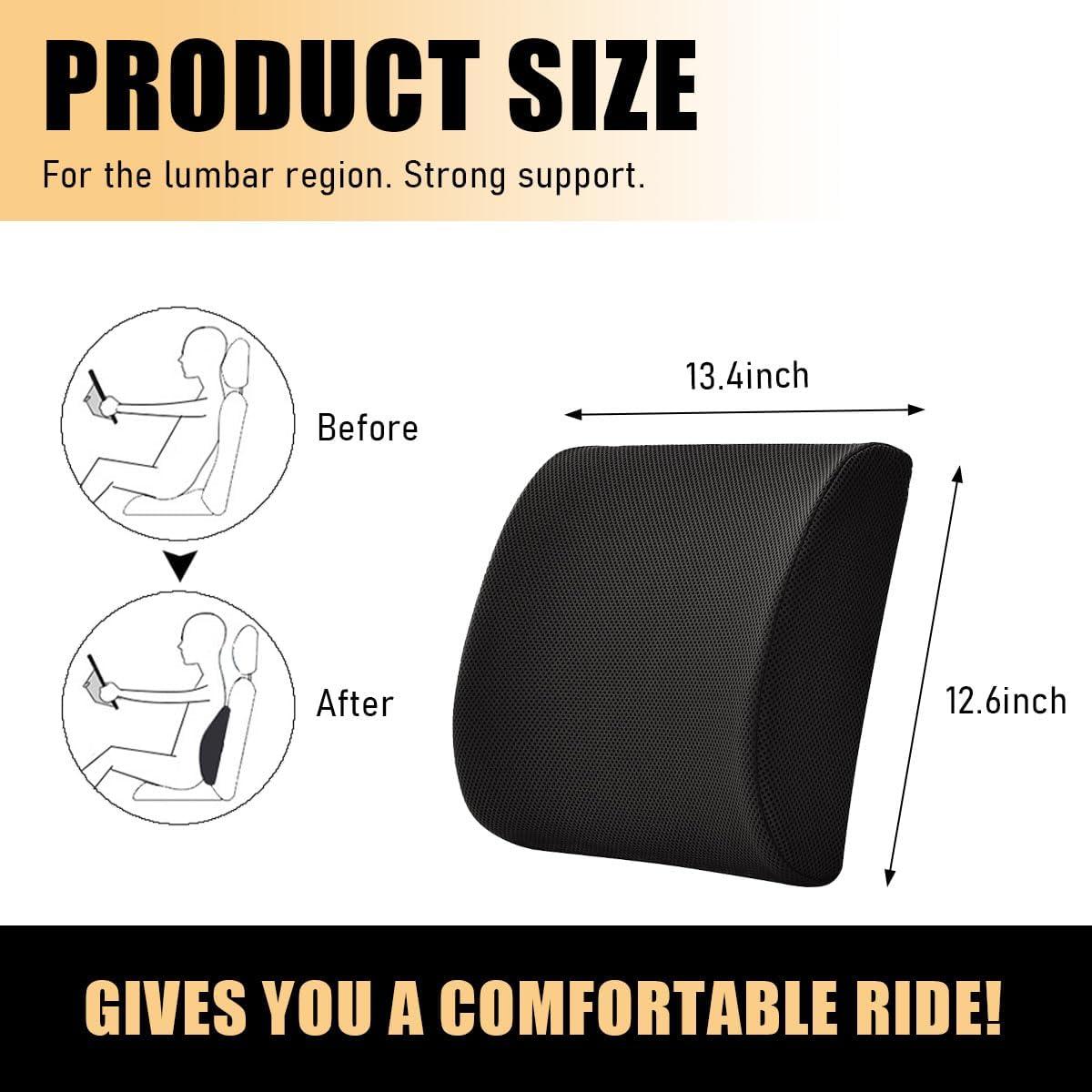 Cojín de Soporte Lumbar Gasedin Espuma Viscoelástica Negro