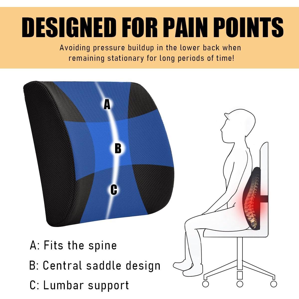 Cojín de Soporte Lumbar Gasedin Espuma Viscoelástica Negro