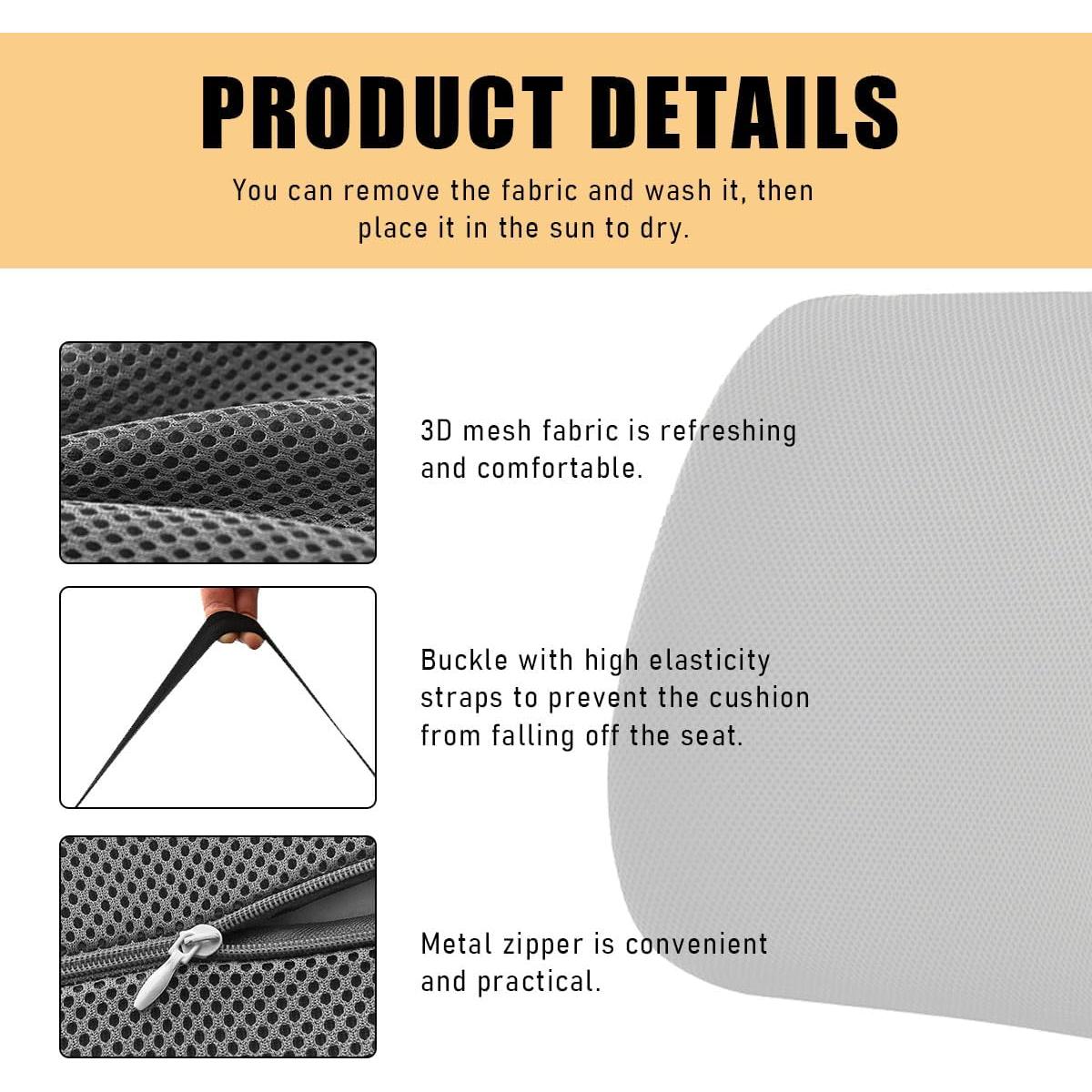 Cojín de Soporte Lumbar Gasedin Espuma Viscoelástica Negro