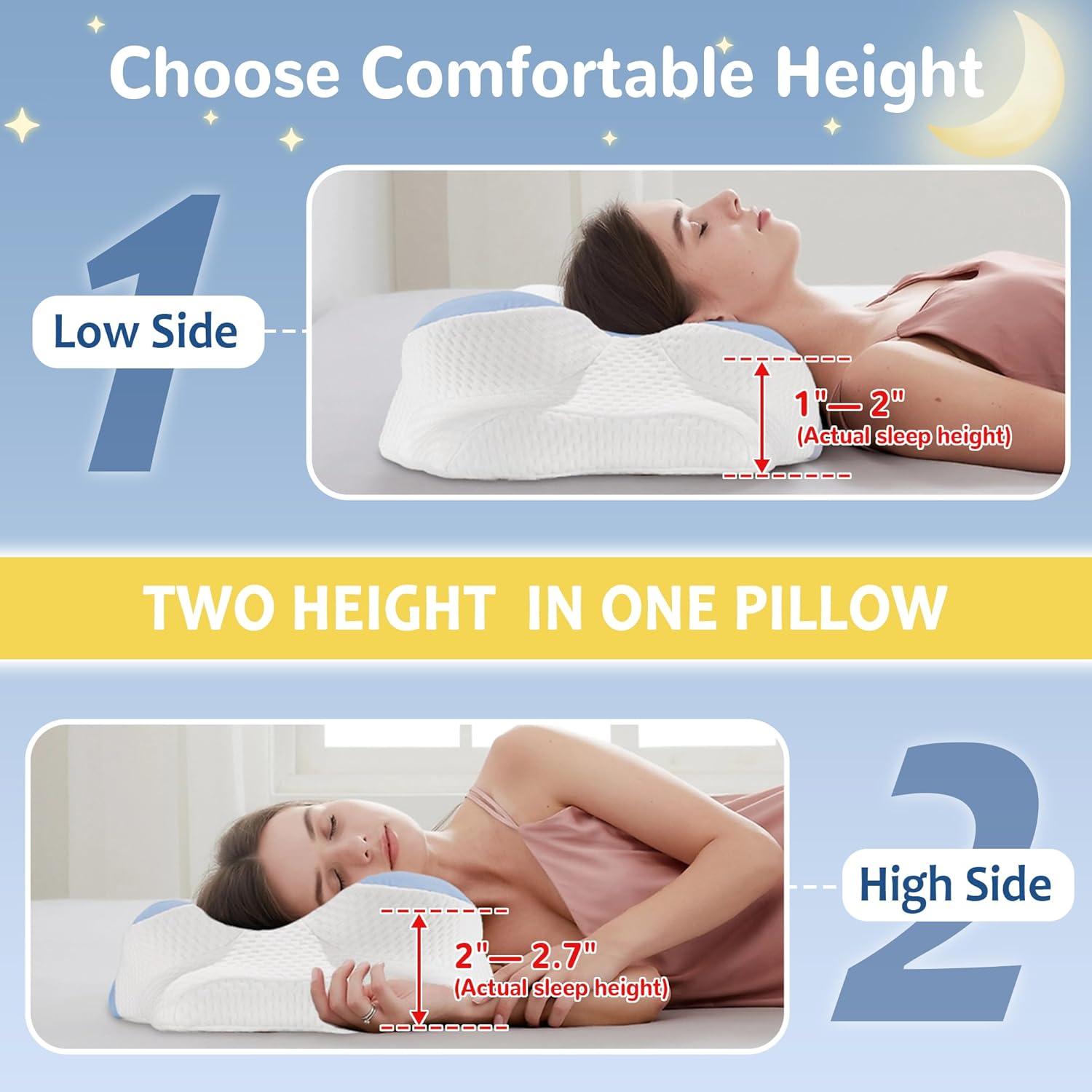 Almohada Cervical Unisakey Espuma Viscoelástica Azul 62x37 cm