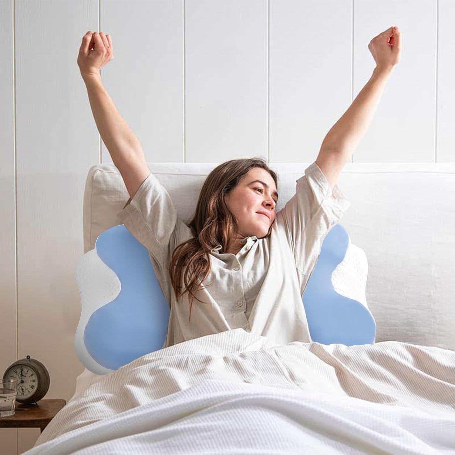 Almohada Cervical Unisakey Espuma Viscoelástica Azul 62x37 cm