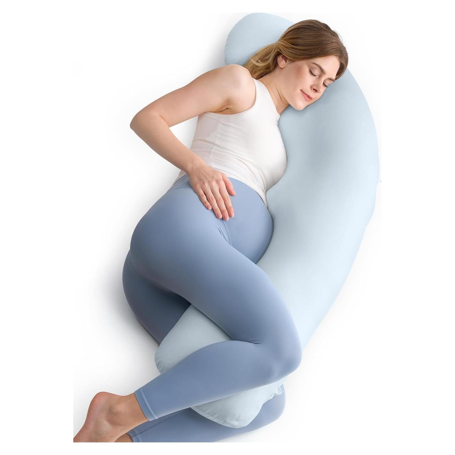 Cojín de Embarazo Momcozy Ajustable en Forma de J Azul