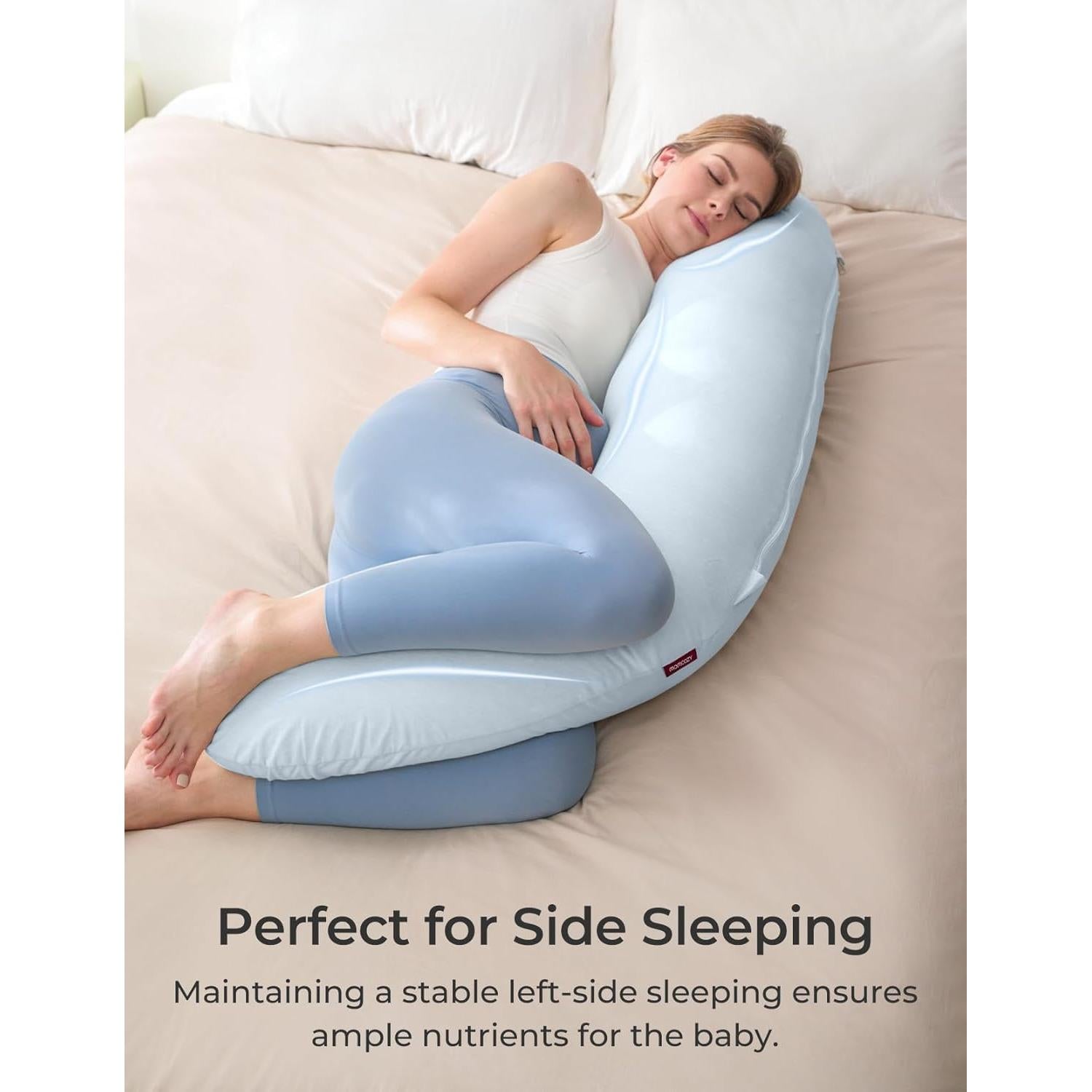 Cojín de Embarazo Momcozy Ajustable en Forma de J Azul
