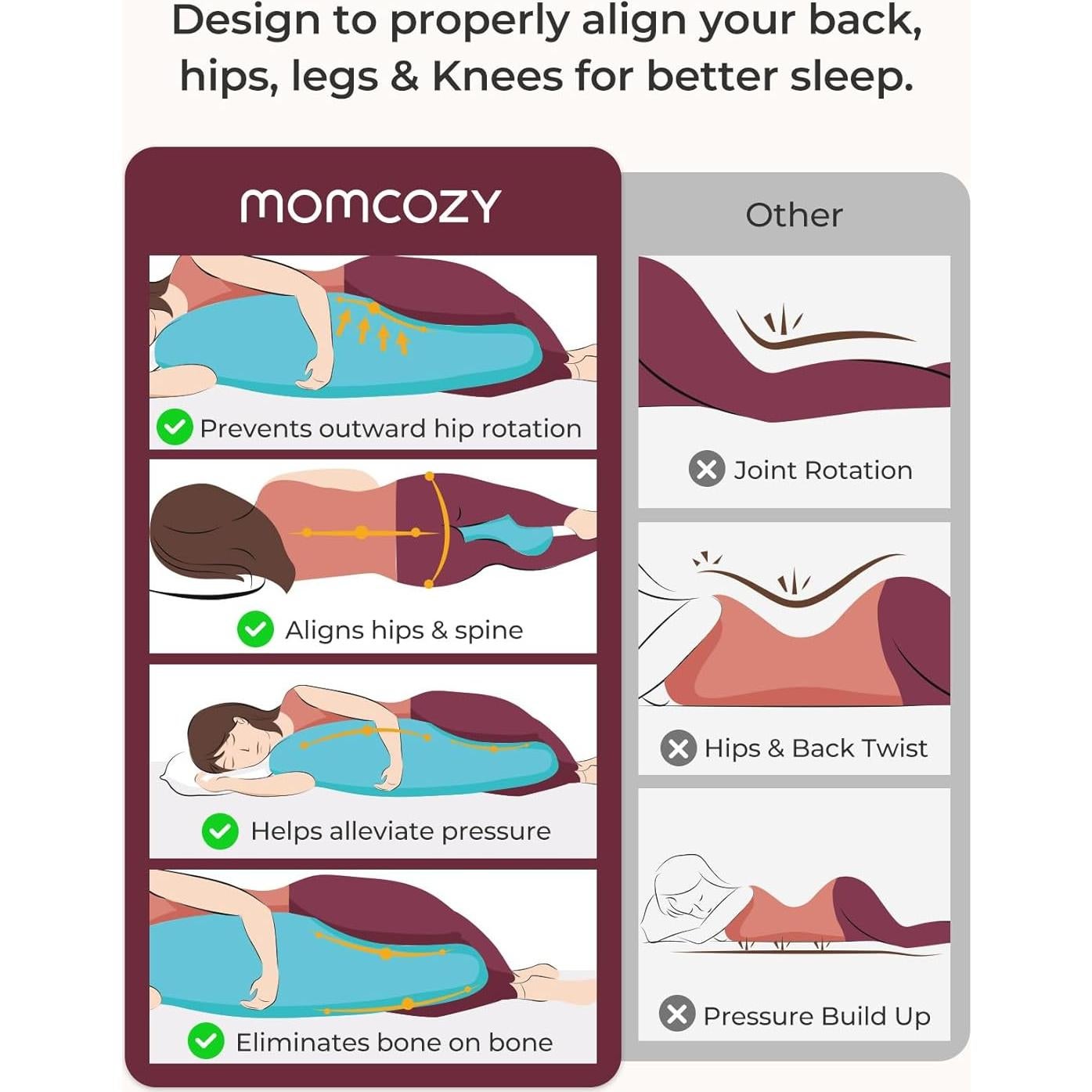 Cojín de Embarazo Momcozy Ajustable en Forma de J Azul