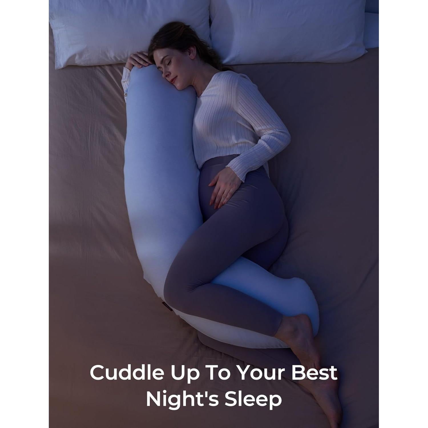 Cojín de Embarazo Momcozy Ajustable en Forma de J Azul