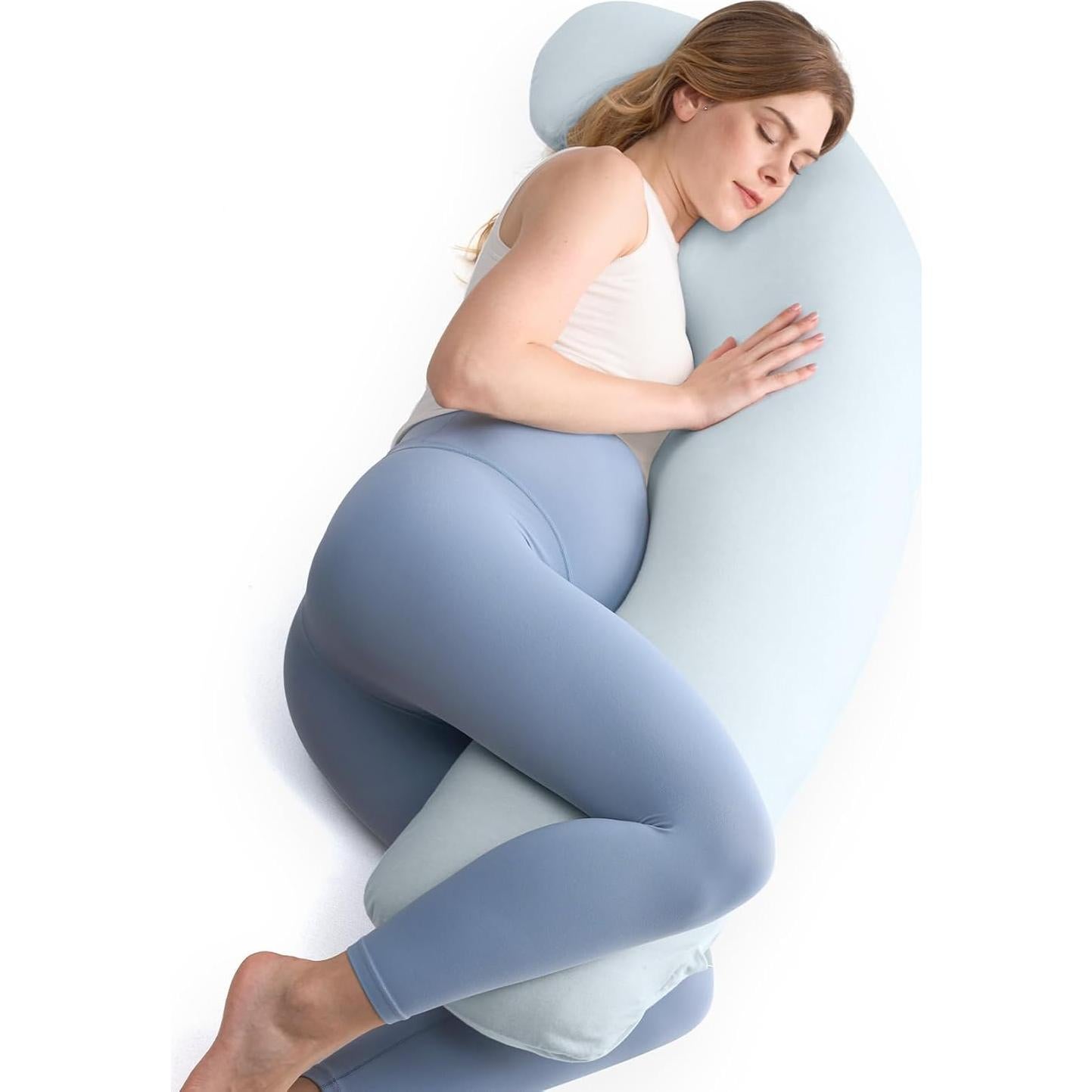 Cojín de Embarazo Momcozy Ajustable en Forma de J Azul