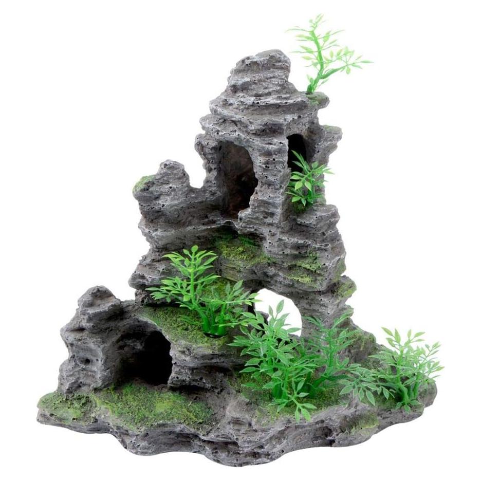 Adorno de Acuario Saim Vista de Montaña 29x15x27cm Resina