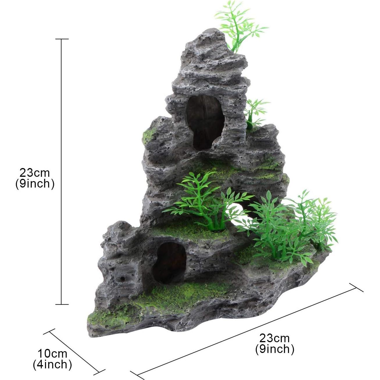 Adorno de Acuario Saim Vista de Montaña 29x15x27cm Resina