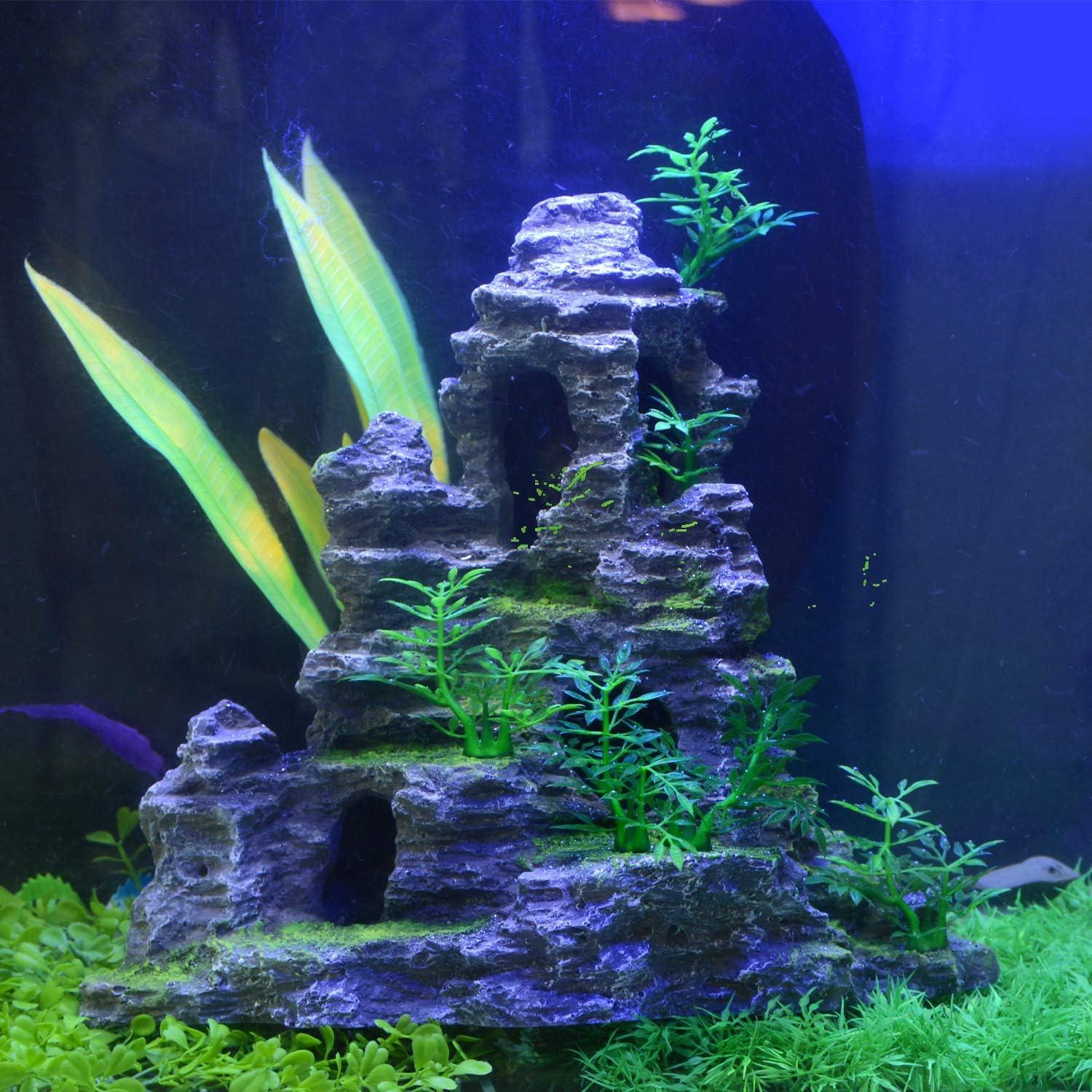 Adorno de Acuario Saim Vista de Montaña 29x15x27cm Resina