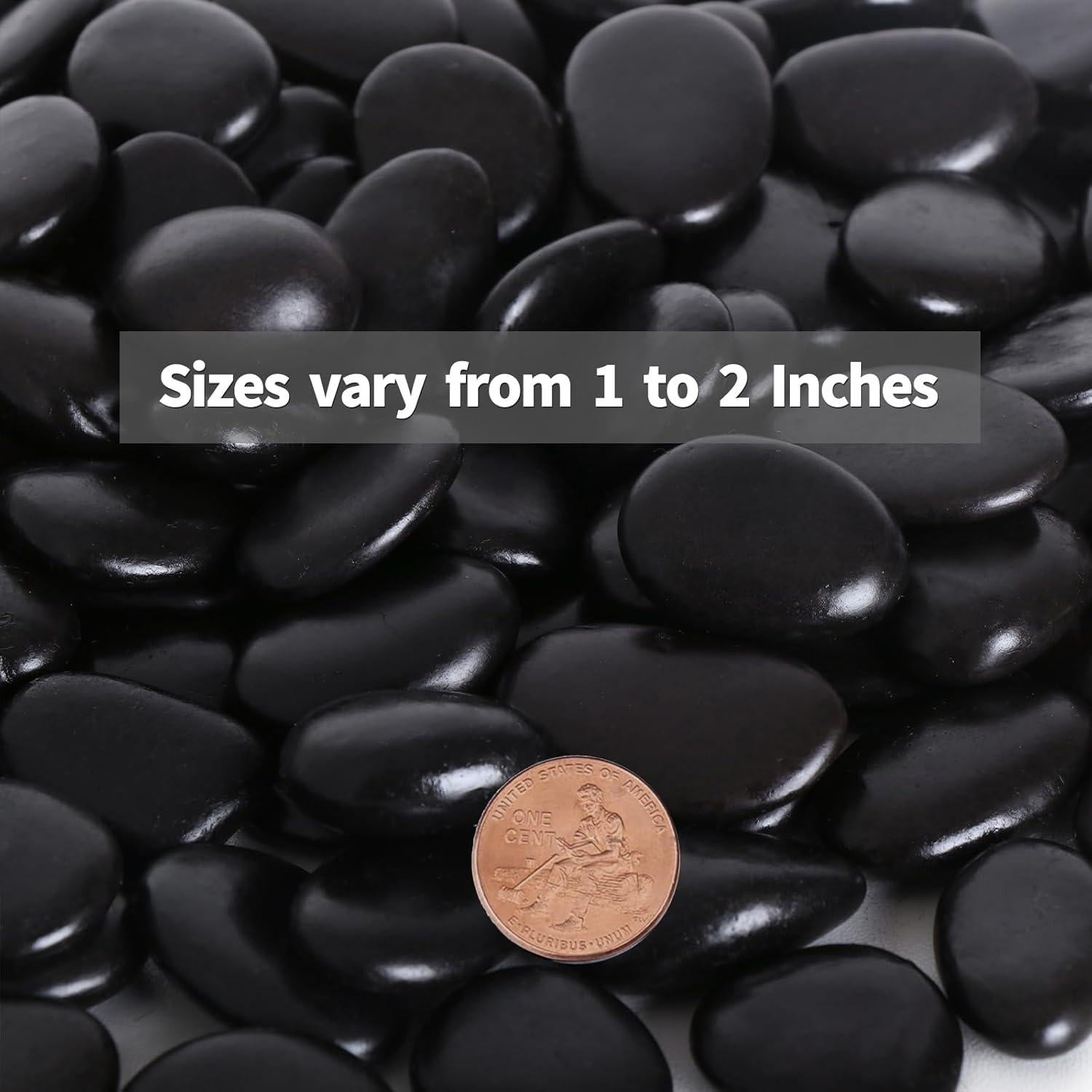Rocas Negras Pulidas Calofulston 1.0KG 2.5-4.4cm Decorativas
