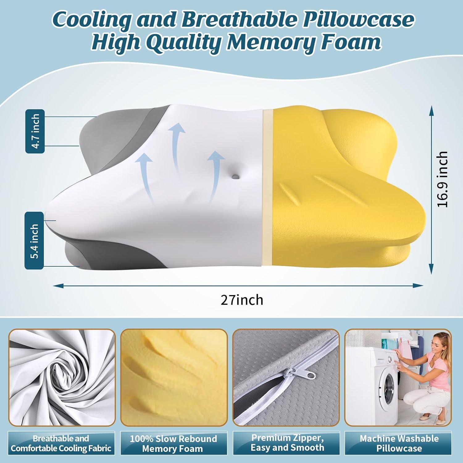 Almohada Cervical Crisgo - Espuma de Memoria Refrigerante 69x41.9cm