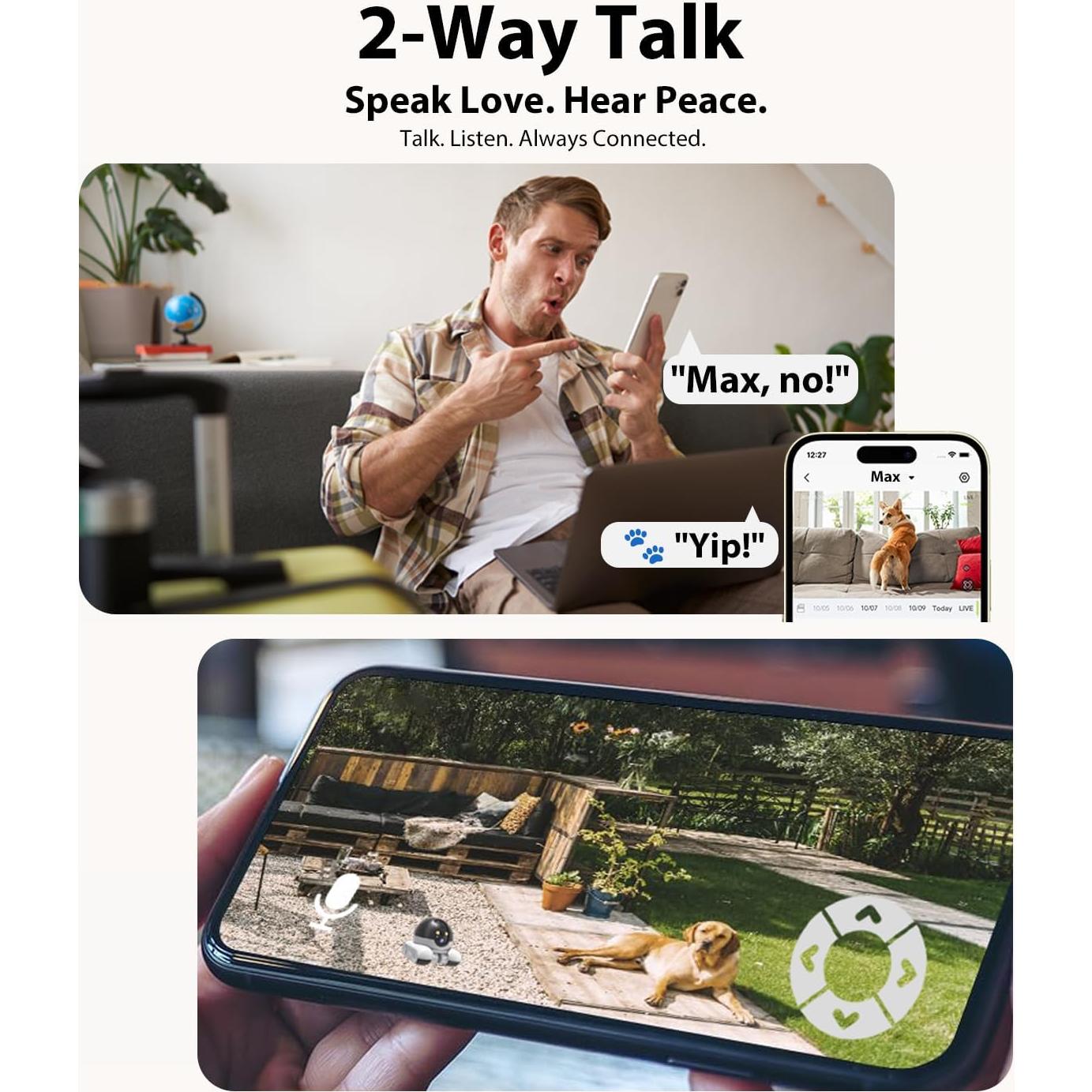 Cámara para Mascotas Belcore D8 Inalámbrica 1080P con Visión Nocturna