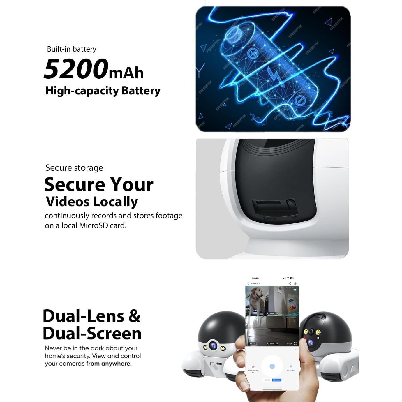 Cámara para Mascotas Belcore D8 Inalámbrica 1080P con Visión Nocturna