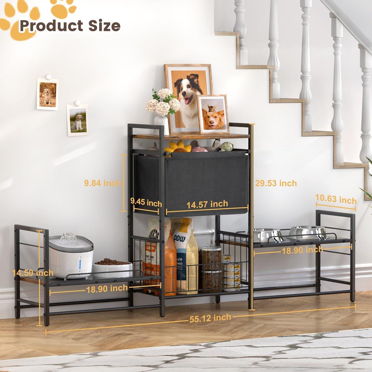 Soporte Elevado para Cuencos de Perro Lomivra con Almacenamiento