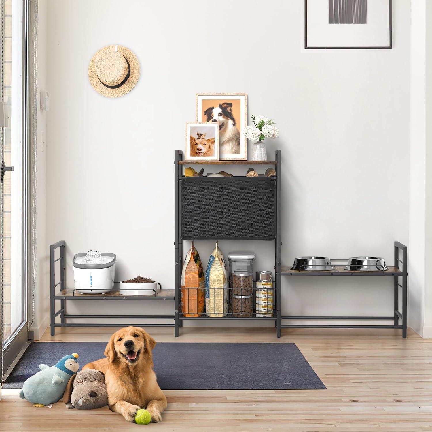 Soporte Elevado para Cuencos de Perro Lomivra con Almacenamiento