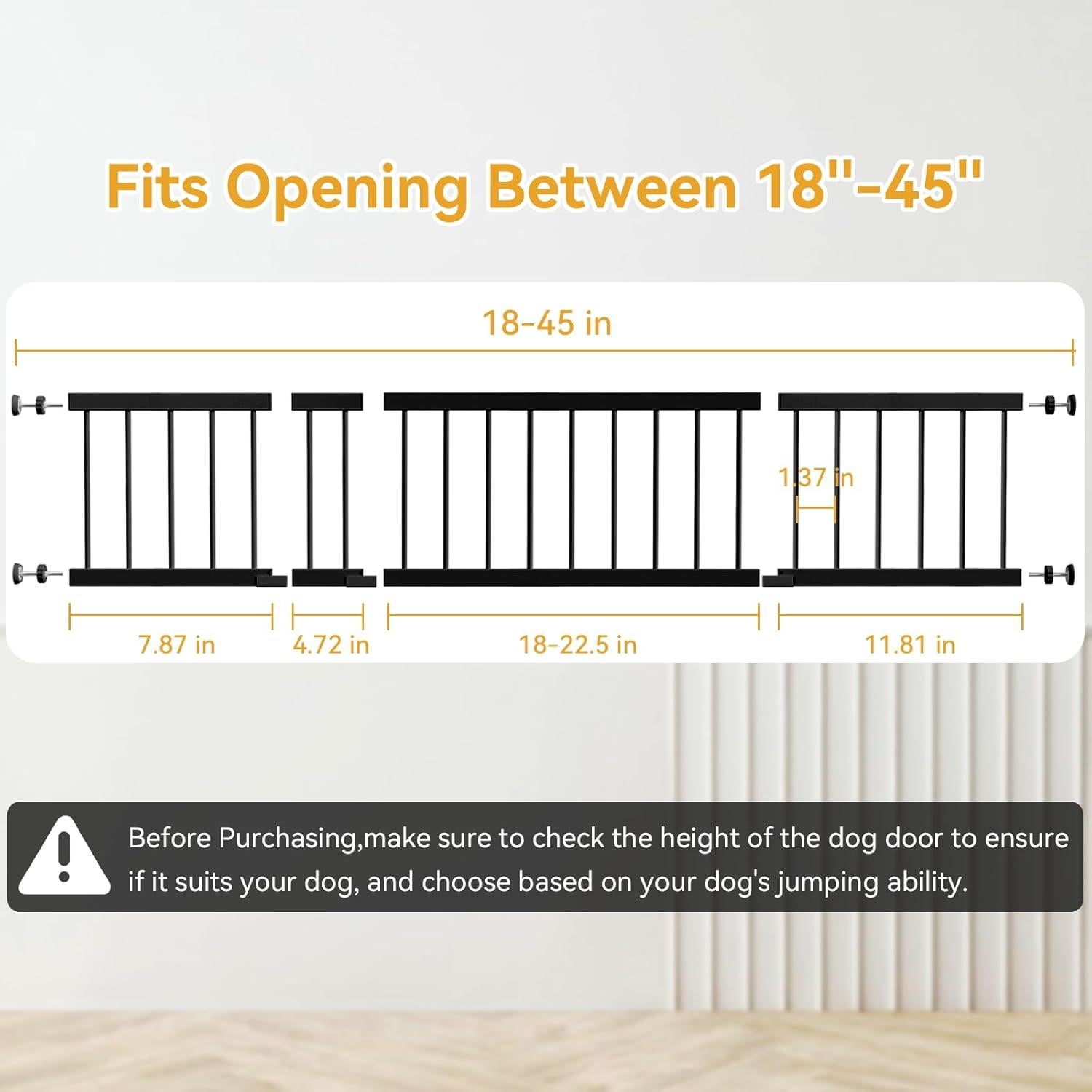 Puerta para Perros Fldofaves Ajustable 45-114 cm Negra