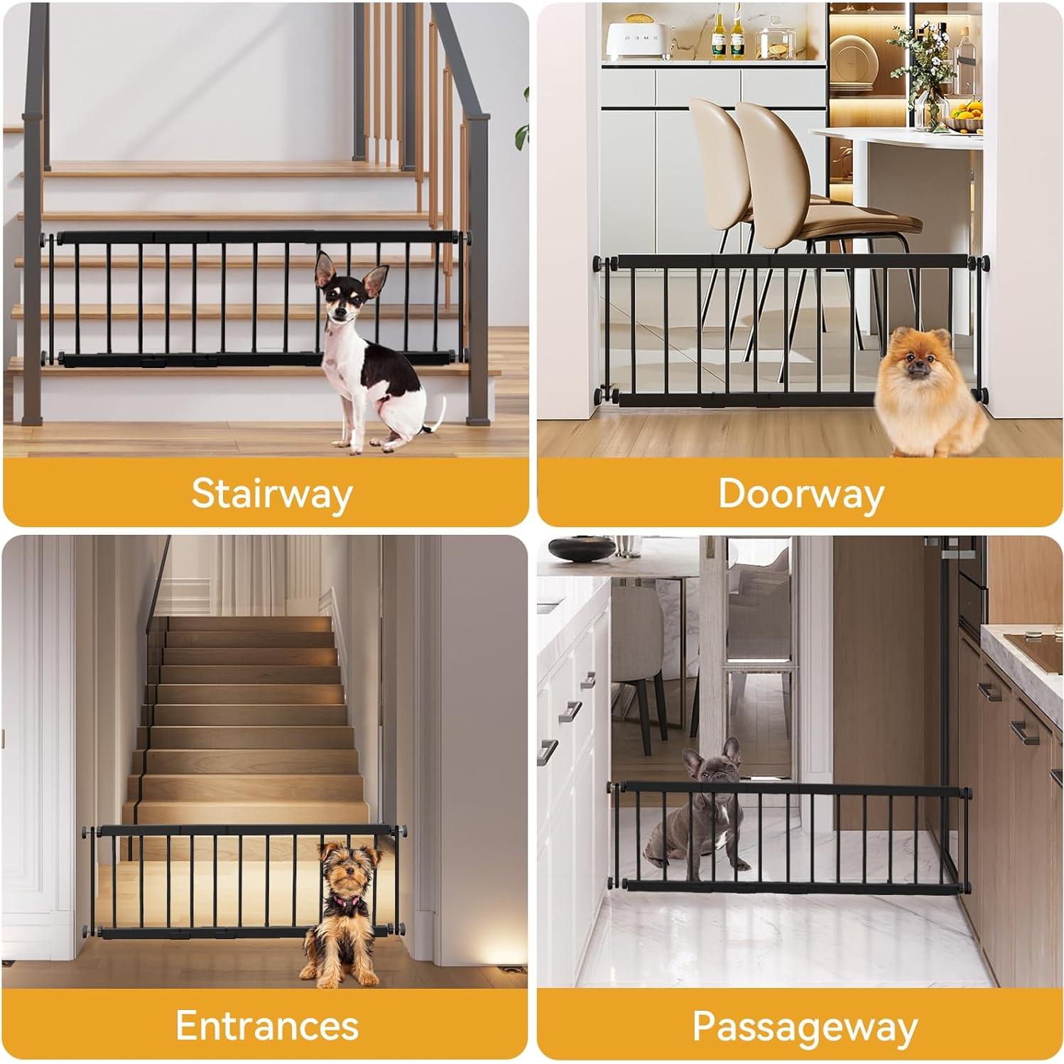 Puerta para Perros Fldofaves Ajustable 45-114 cm Negra