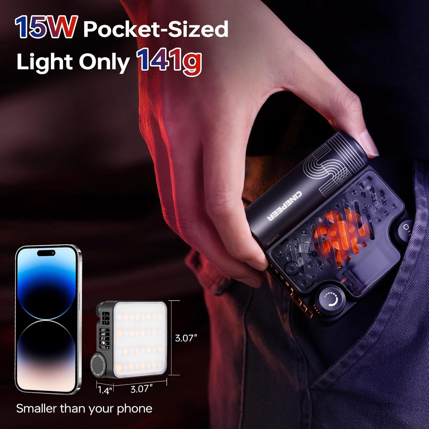 ZHIYUN CINEPEER CM15 Luz de Video RGB 15W 400g Recargable