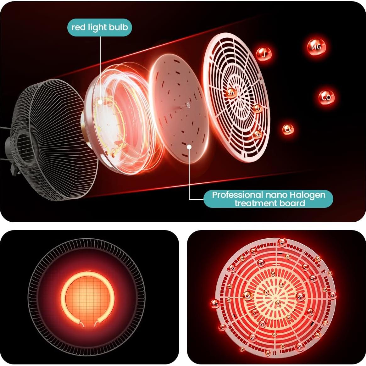 Lámpara de Terapia de Luz Infrarroja YUNCHI 275W 2 en 1