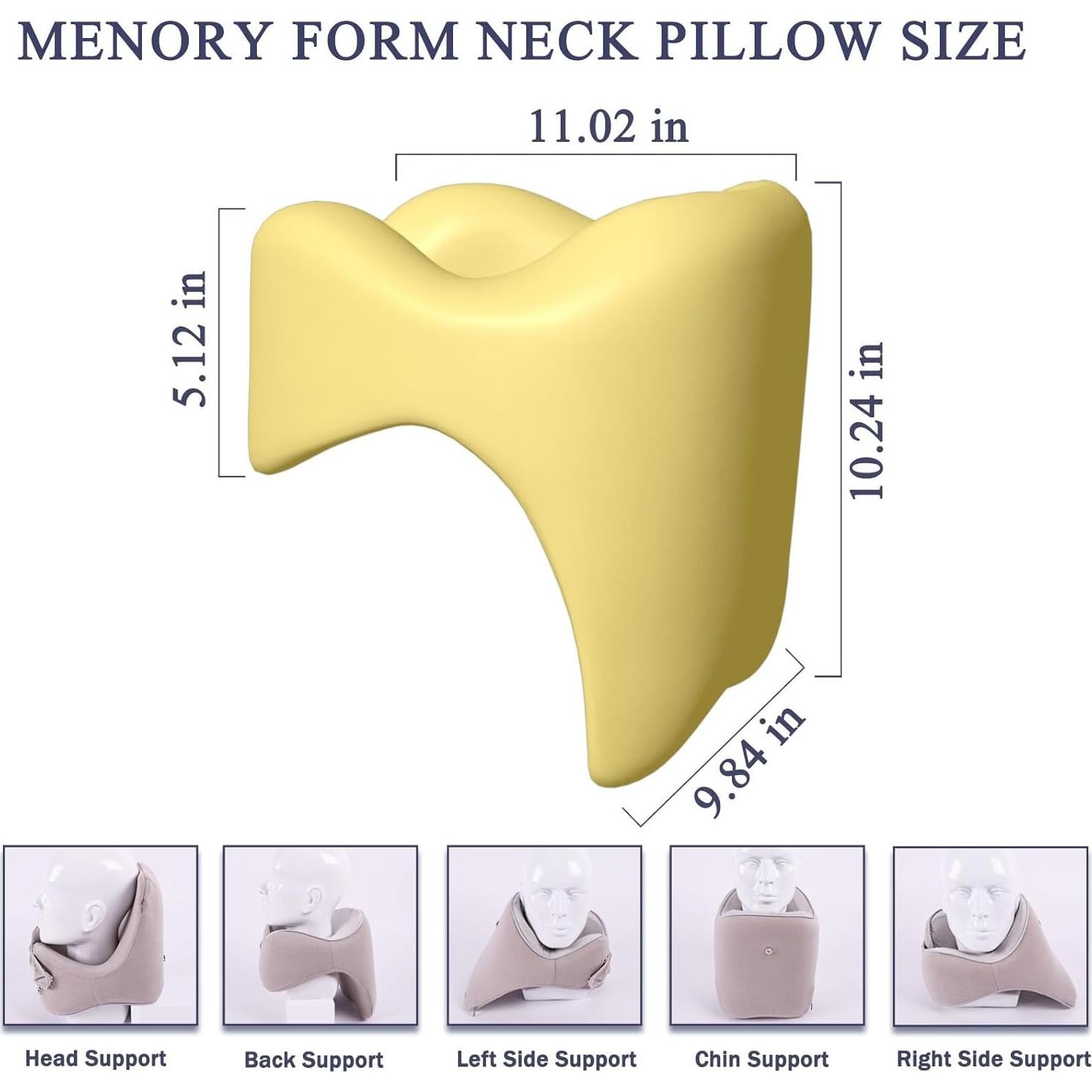 Almohada de Viaje Ajustable GOLDORANGE Espuma de Memoria Gris