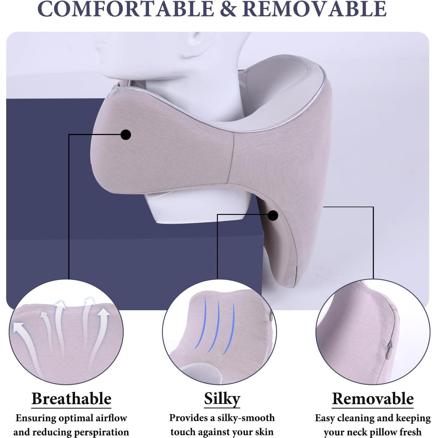 Almohada de Viaje Ajustable GOLDORANGE Espuma de Memoria Gris