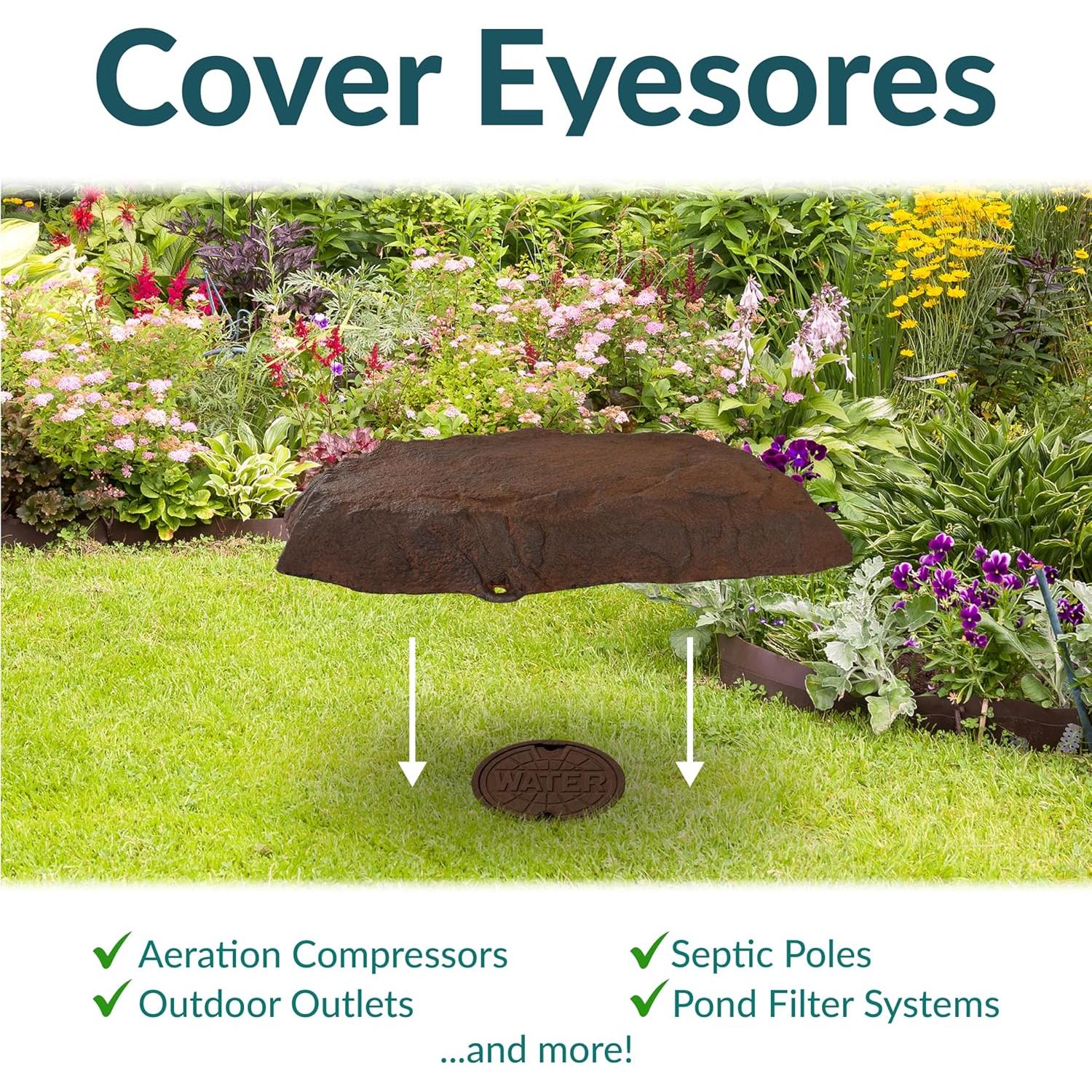 Cubierta de Roca Falsa Sunnydaze 30.75"x20"x3.5" Marrón