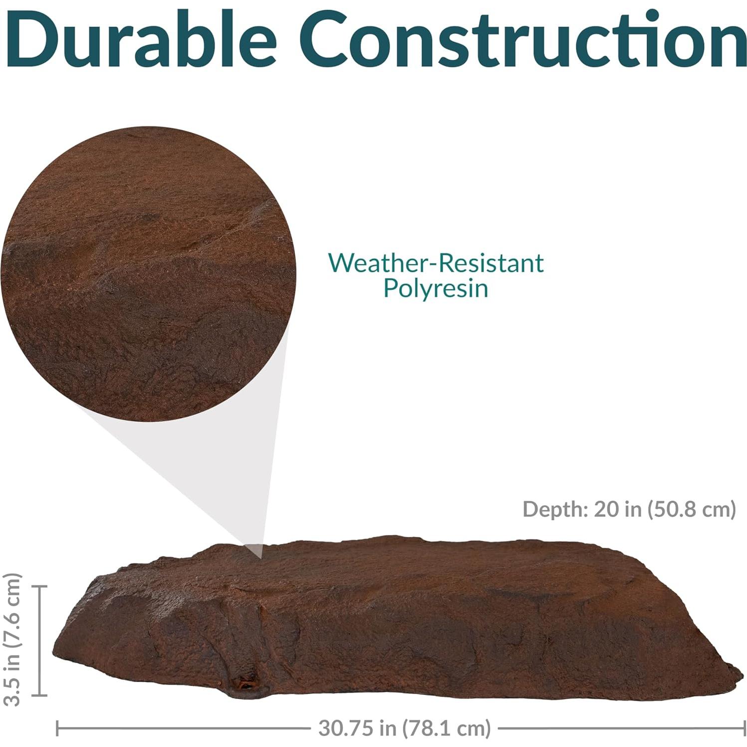 Cubierta de Roca Falsa Sunnydaze 30.75"x20"x3.5" Marrón